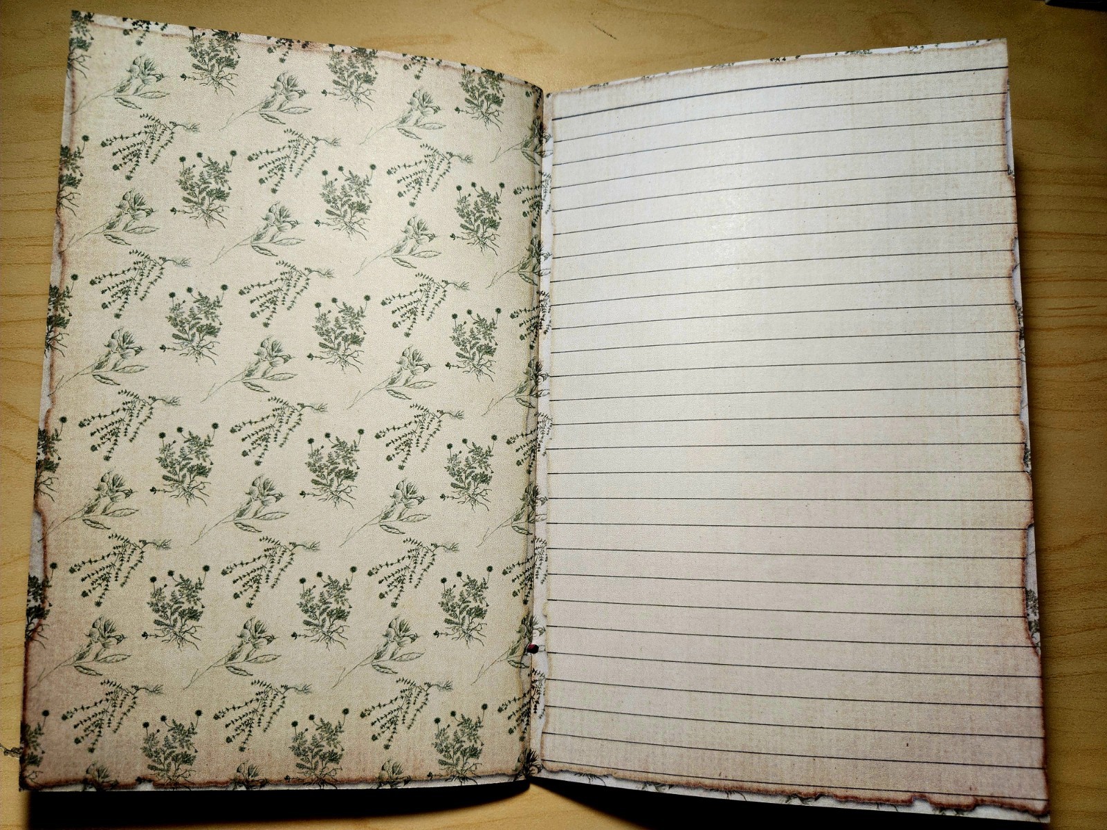 Junk Journal Booklet “BOTANY” Handmade Botanical Wildflowers Lg 8.5″x5.5″ 40pgs