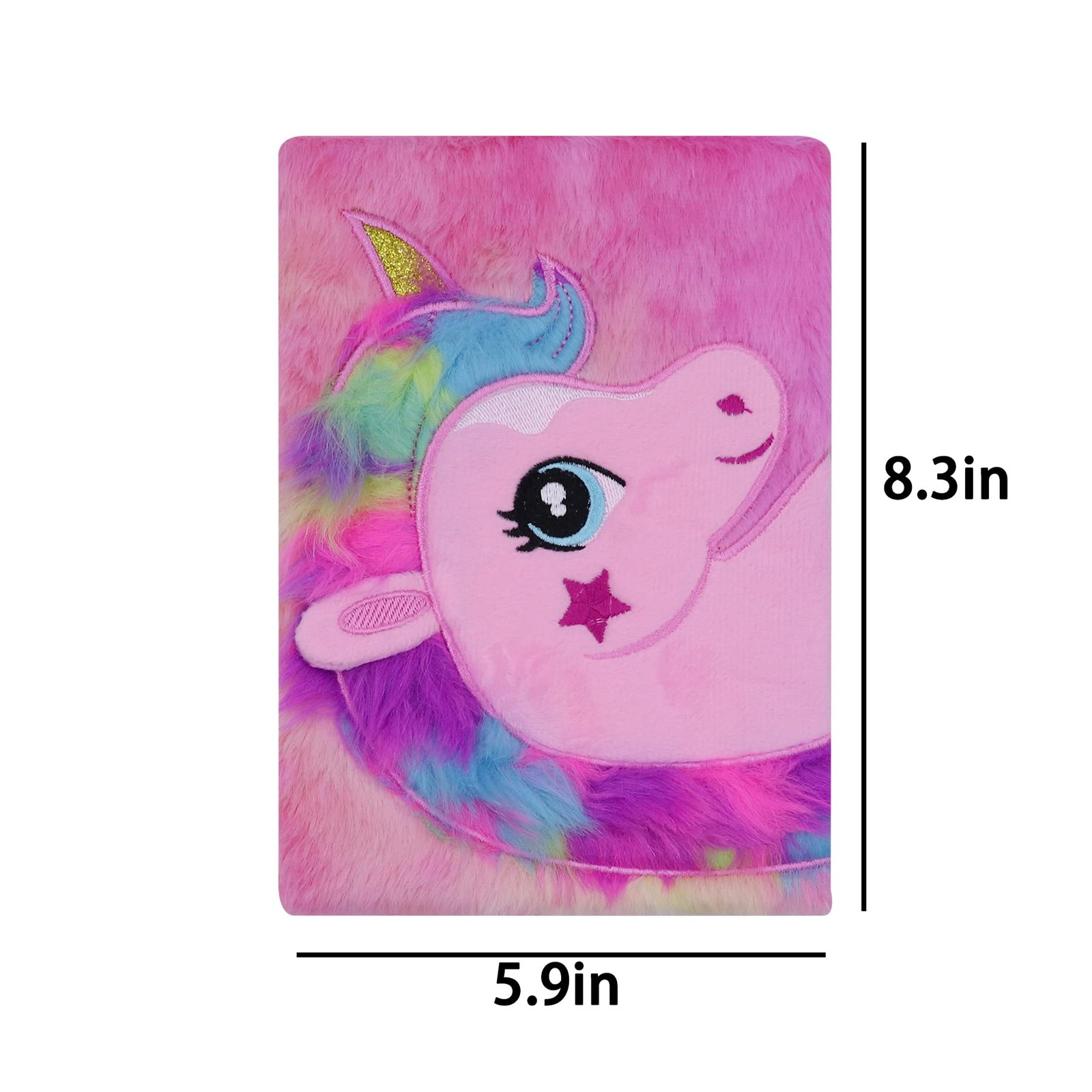 Fuzzy Plush Notebook Journal Cute Rainbow Unicorn Diary A5, Unicorn-Tie Dye
