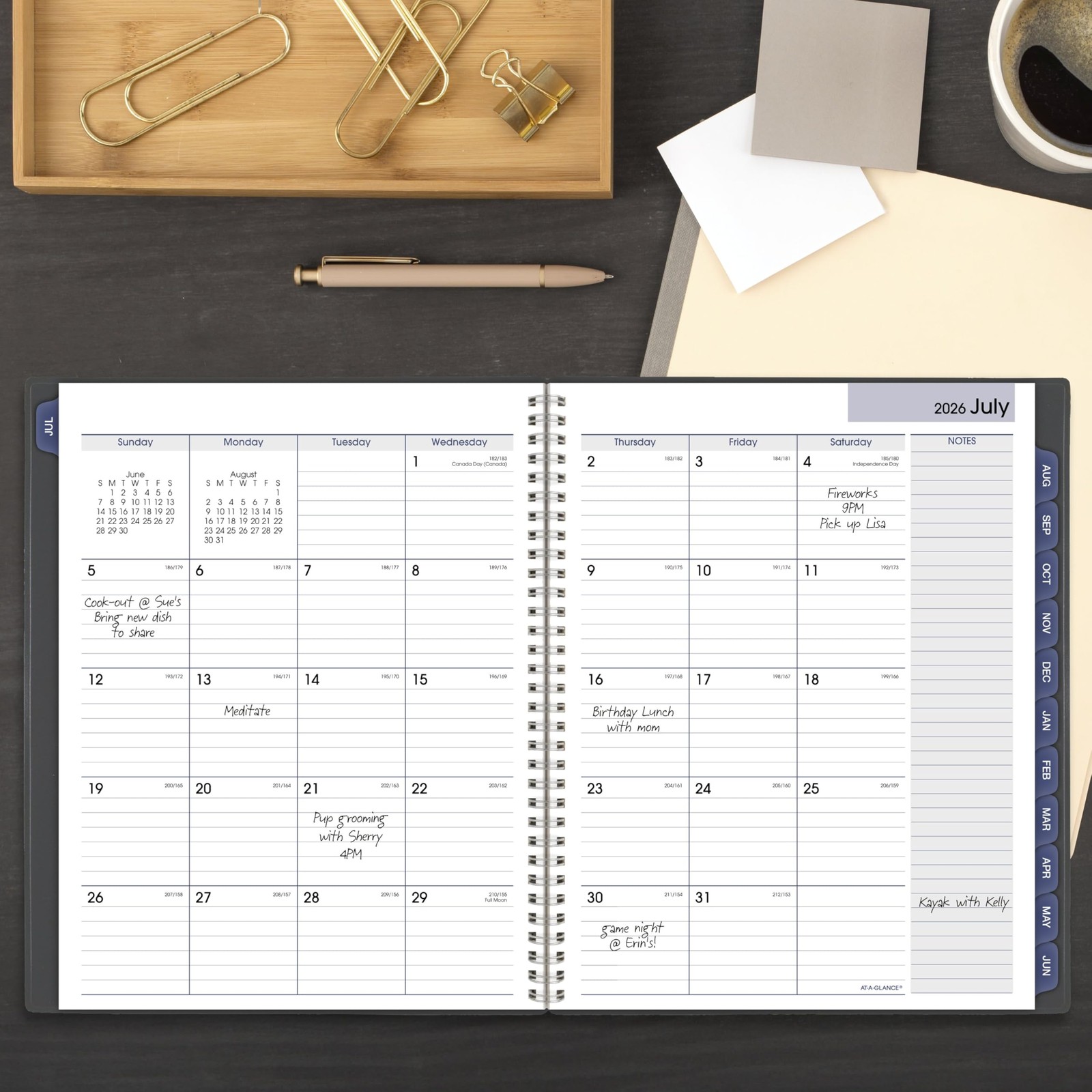 AT-A-GLANCE Planner 2026-2027 Monthly Academic 12-Month 8.5″ x 11″, Charcoal