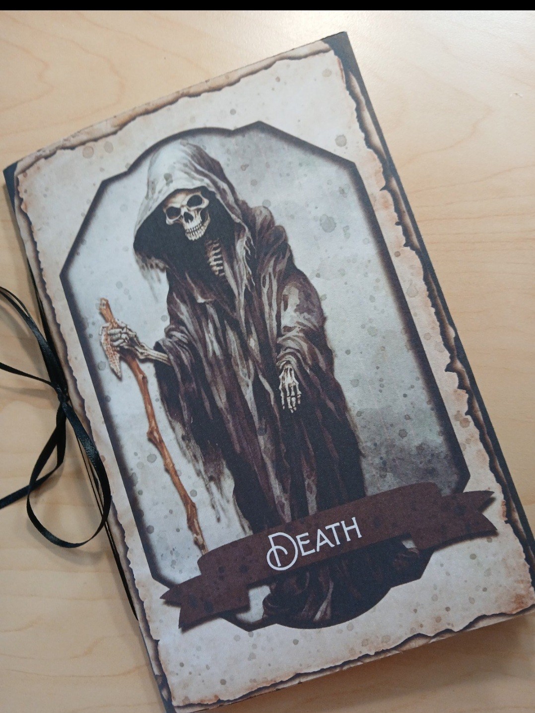 Junk Journal Booklet “SKELETON TAROT” Handmade Fortune Teller 5.5″x8.5″ 40pg