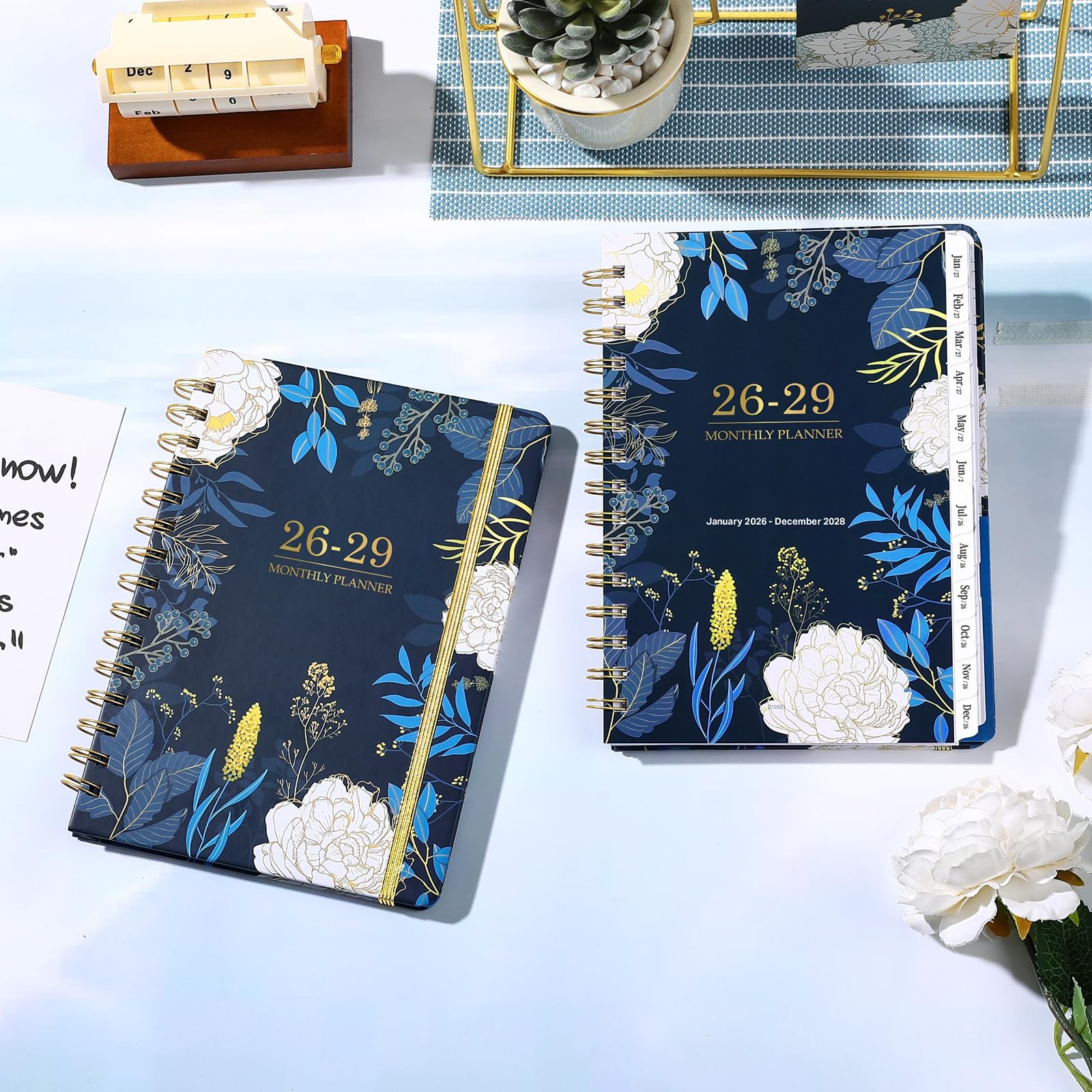 3 Year Monthly Planner 2026-2029 6.3×8.4 Inch Tabs Elastic Closure Inner Pocket