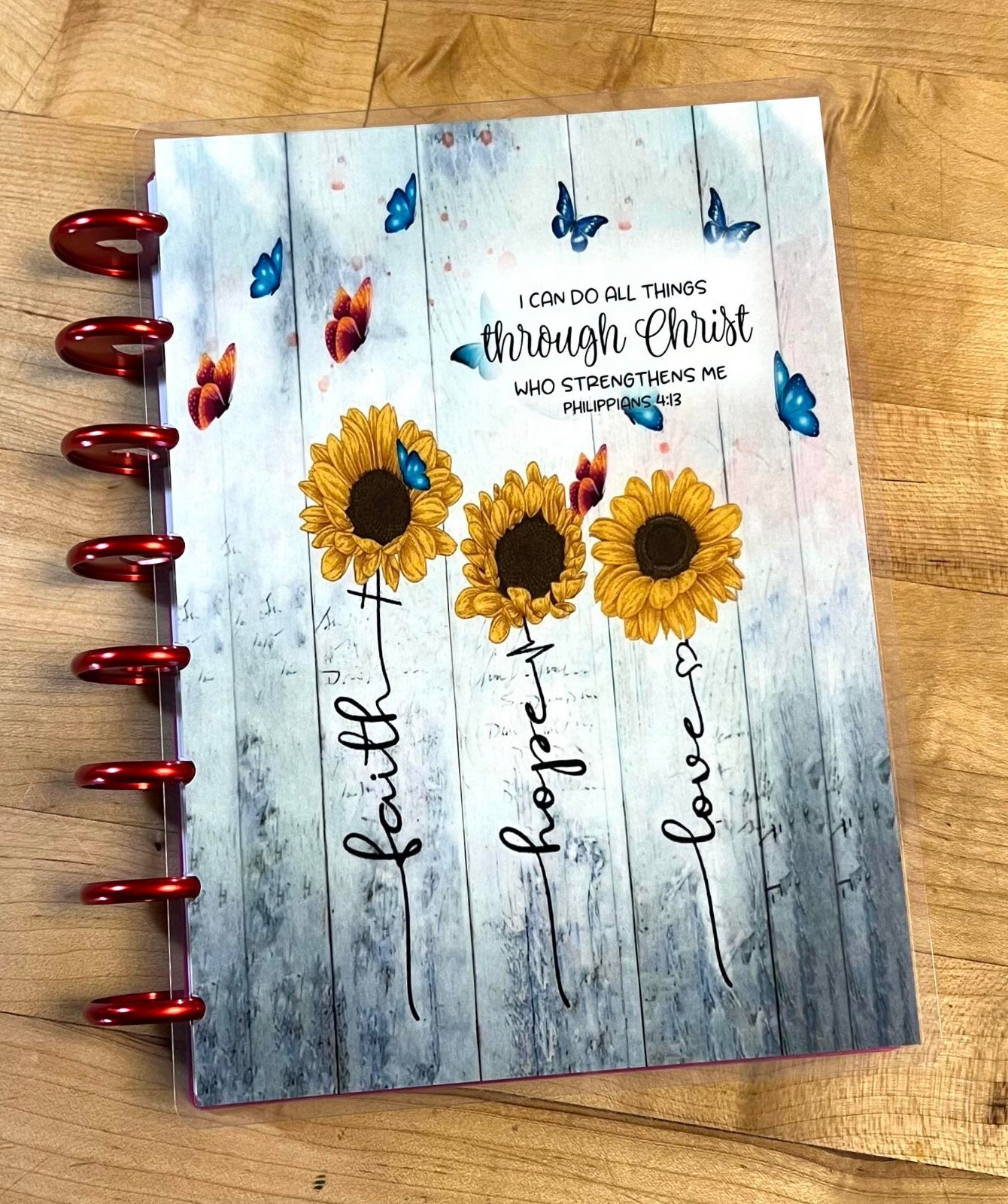 Faith Hope Love Sunflower Butterflies Cover Set 4 use w TUL/Arc (8disc) Planner-