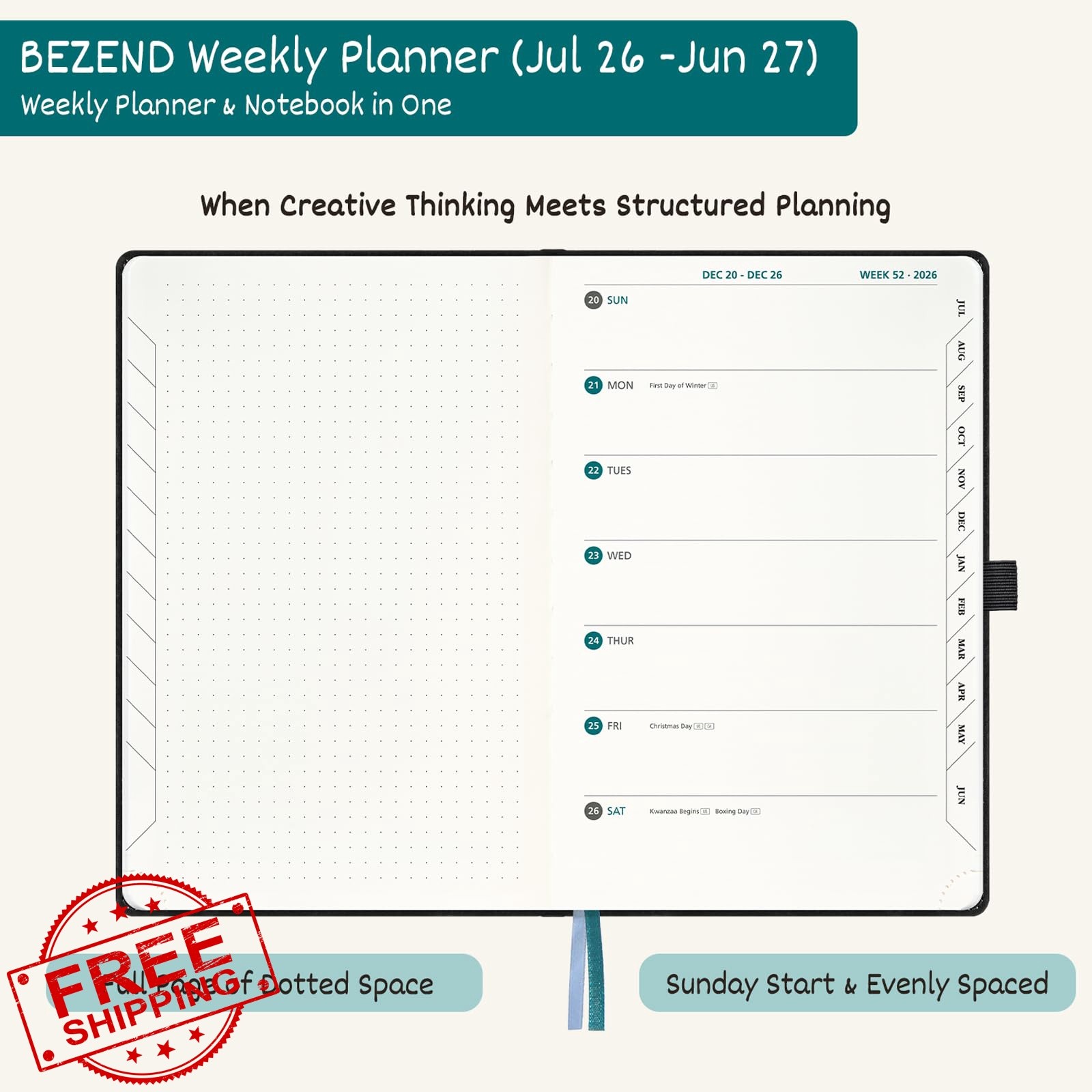BEZEND Planner Medium 5.5″ x 8.5″ Burgundy Jul 26-Jun 27