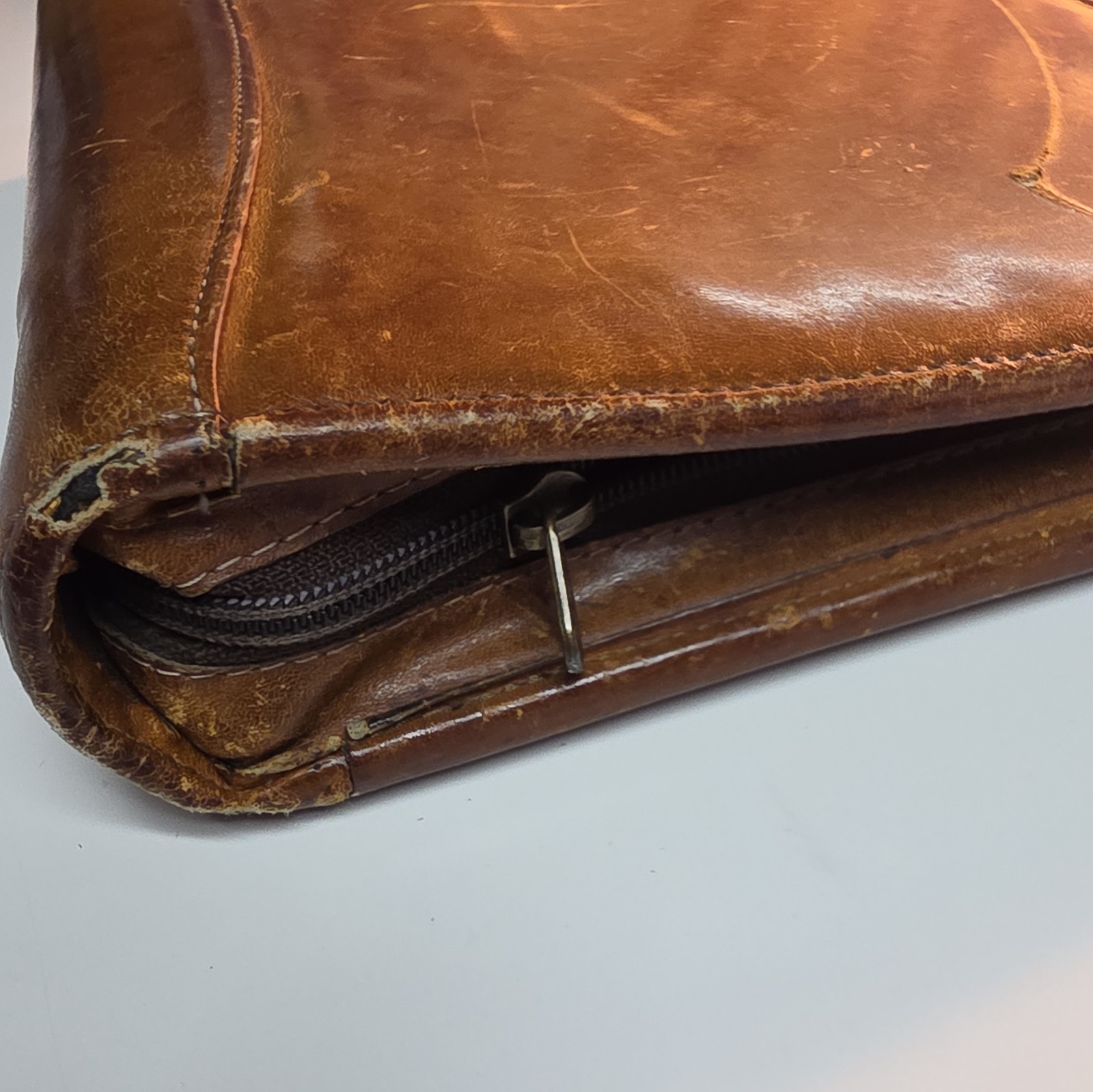 Franklin Covey Riverwood Leather PadFolio Distressed Warm Brown USA