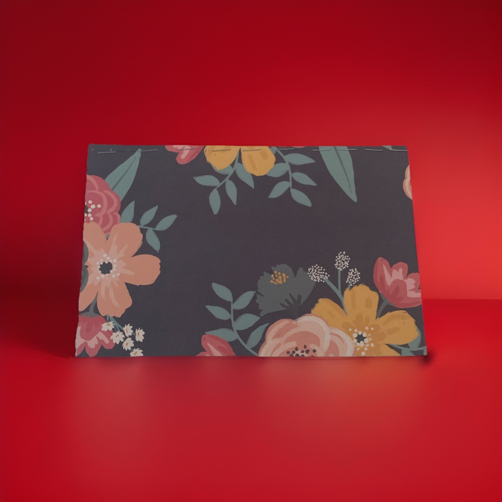 Handmade Floral Pocket Notebook, Dark Botanical Lined Journal, Staple Bound