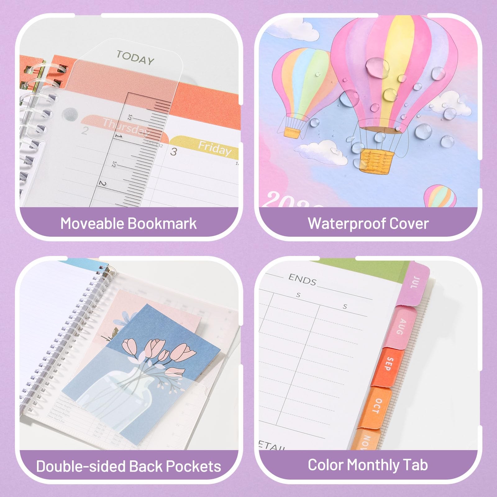 SUNEE Elementary Student Planner 2026-2027, A5 6.5″×8.3″, Colorful Balloon