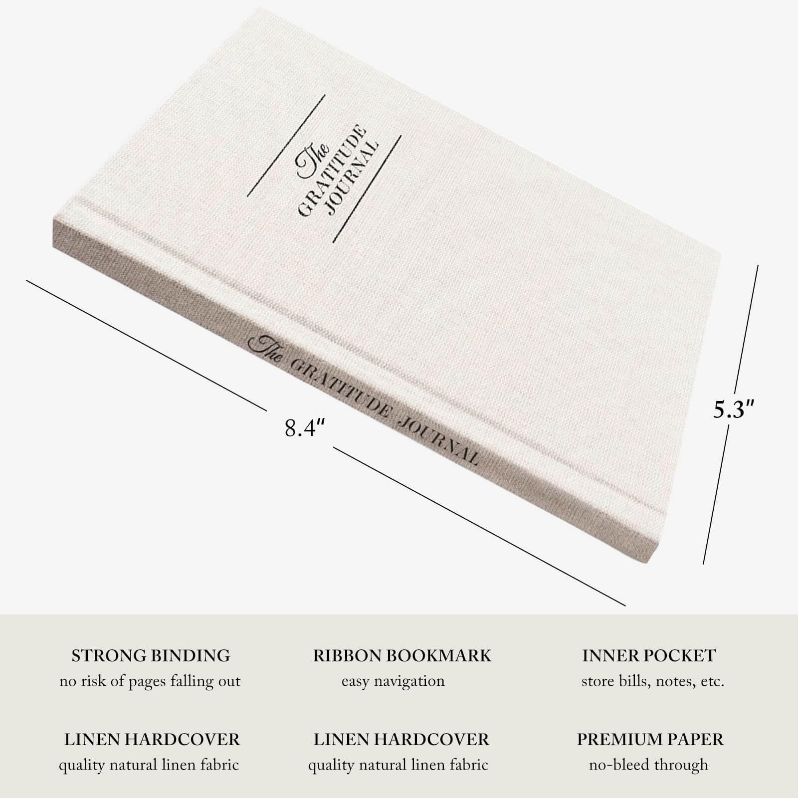 The Gratitude Journal – for More Mindfulness, Happiness, 5×8 inches, Beige