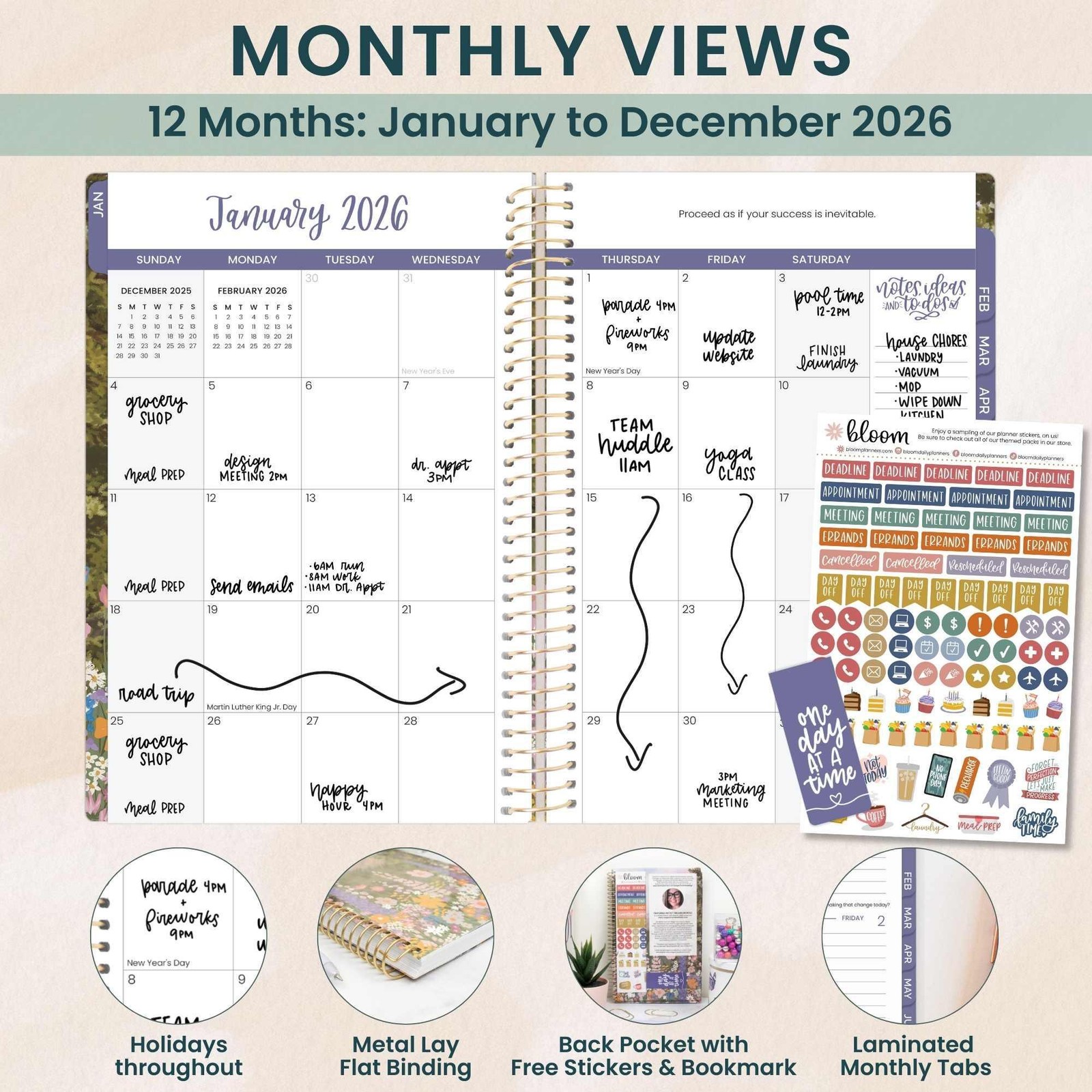 bloom daily planners 2026 Soft Cover Planner, 5.5×8.25″, Wildflower Mountainside