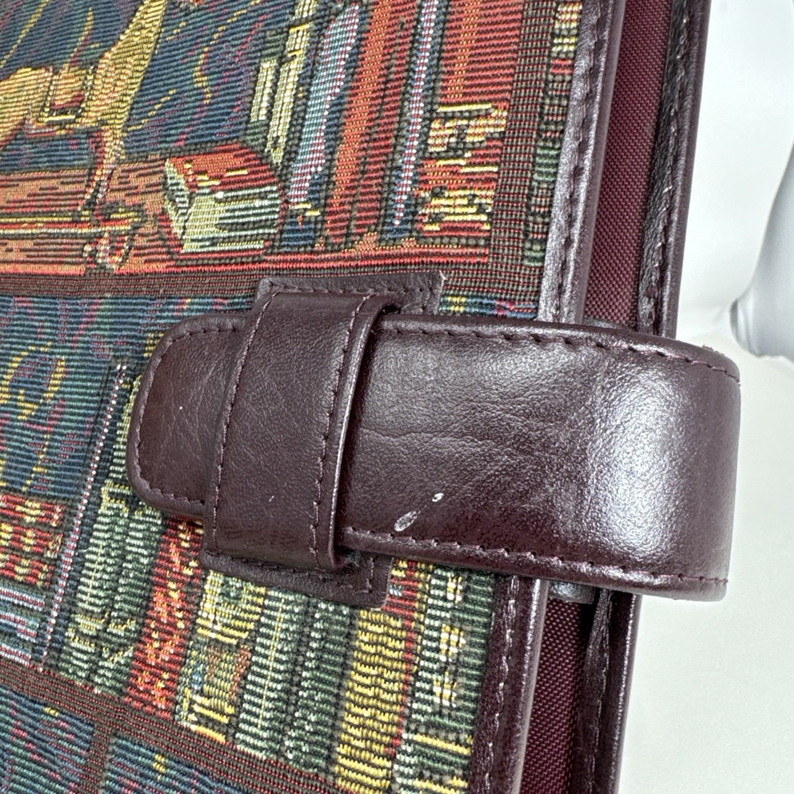 Day-Timer Planner Fabric Upholstery Tapestry Bookshelf Ring Binder Horse 90s VTG