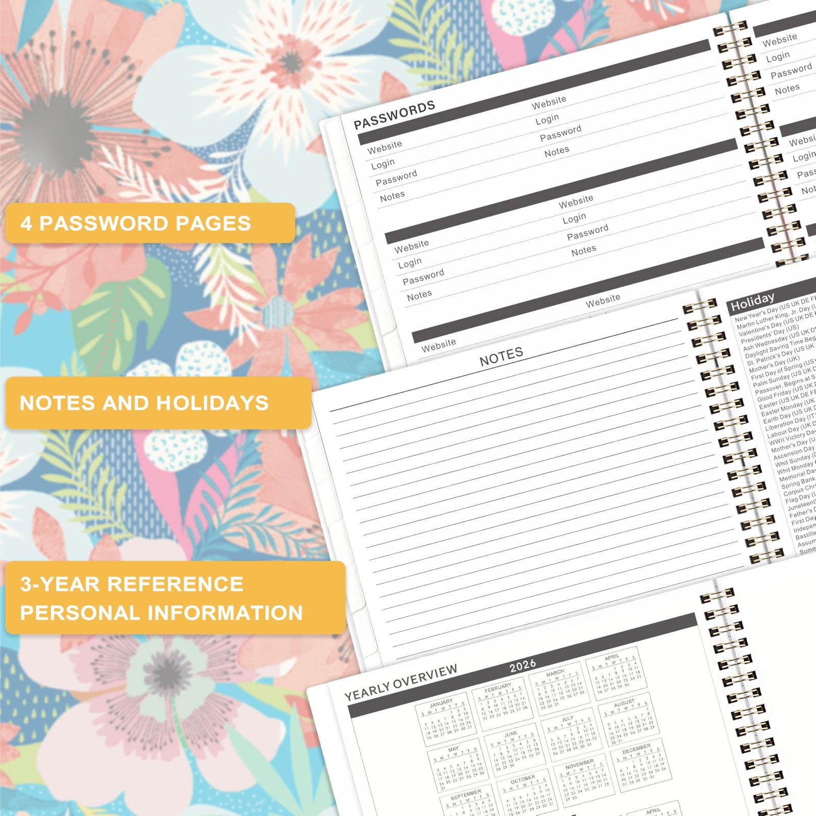 Monthly Planner 2026-2028 – 2 Year 2026-2028, 9″ x 11″, Multicolor