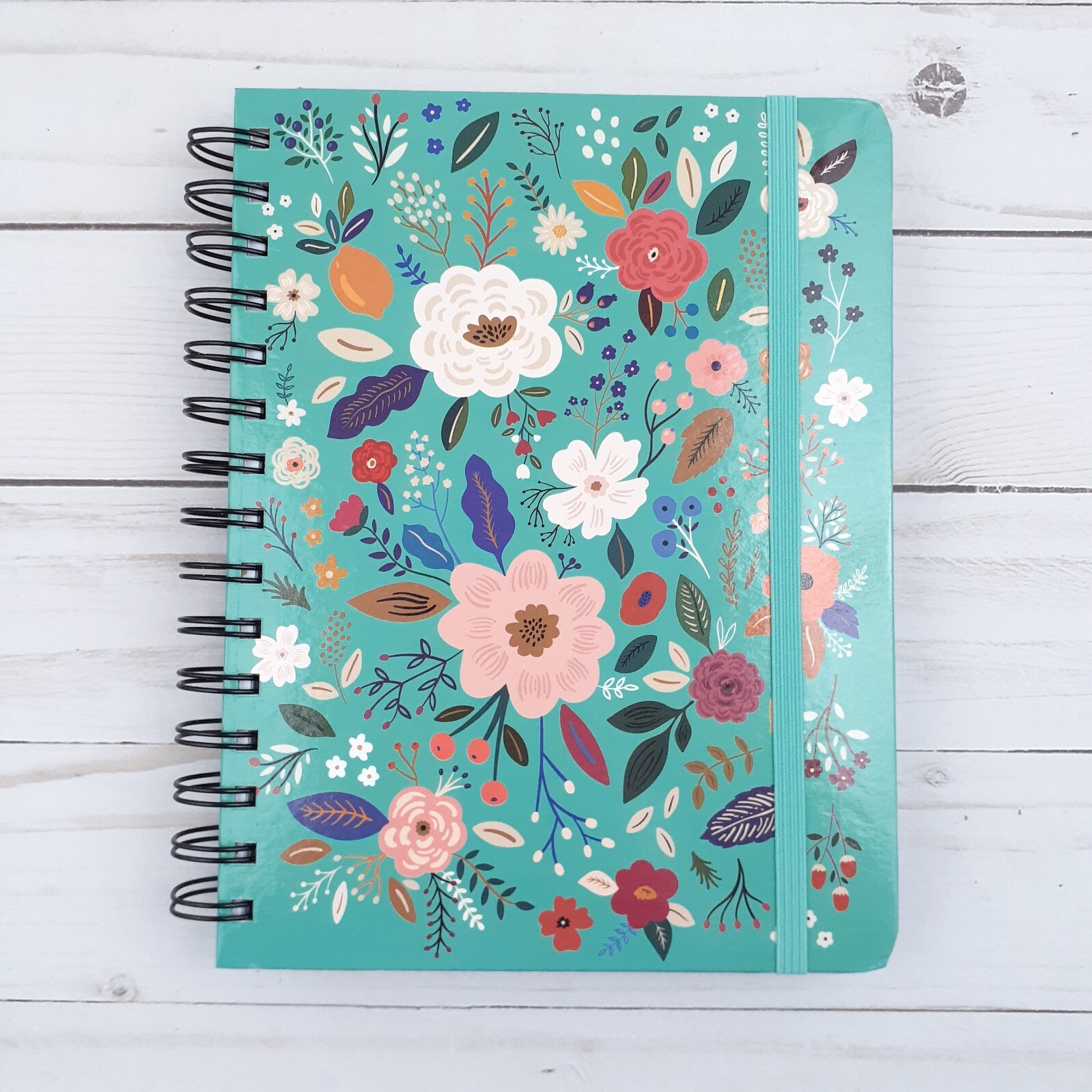 Journal Notepad Notebook Floral Flowers Lined Sheets 6×8 in Elastic Closure