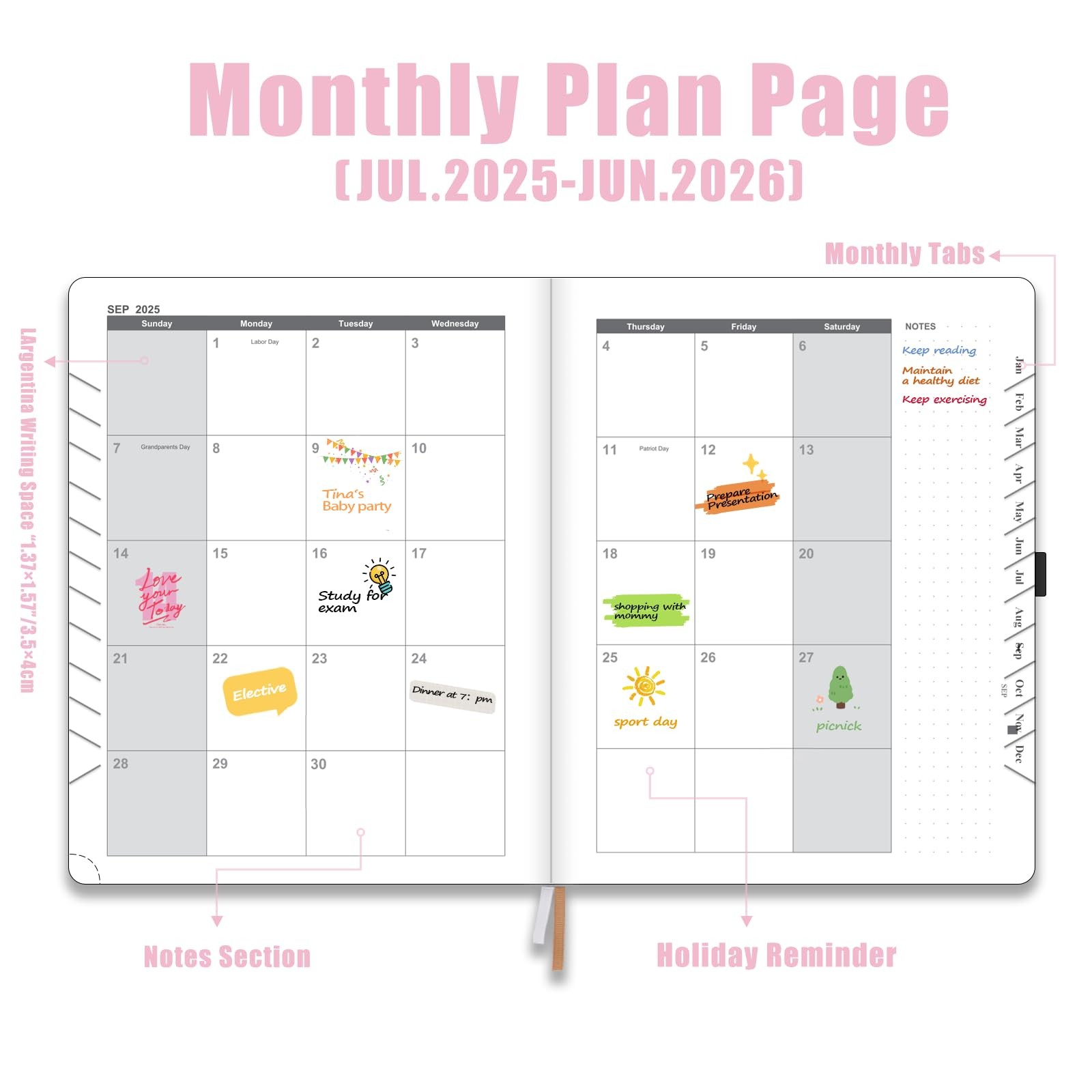 Student Teacher Planner 2025-2026, A5 Calendar, Pink