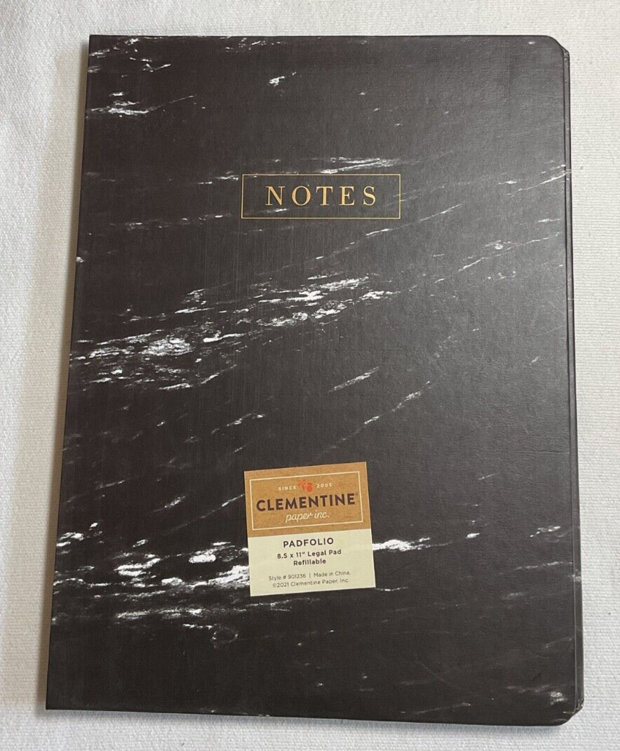 CLEMENTINE Paper Inc. REFILLABLE PADFOLIO BLACK WHITE 8” x 11” Legal Pad NIP
