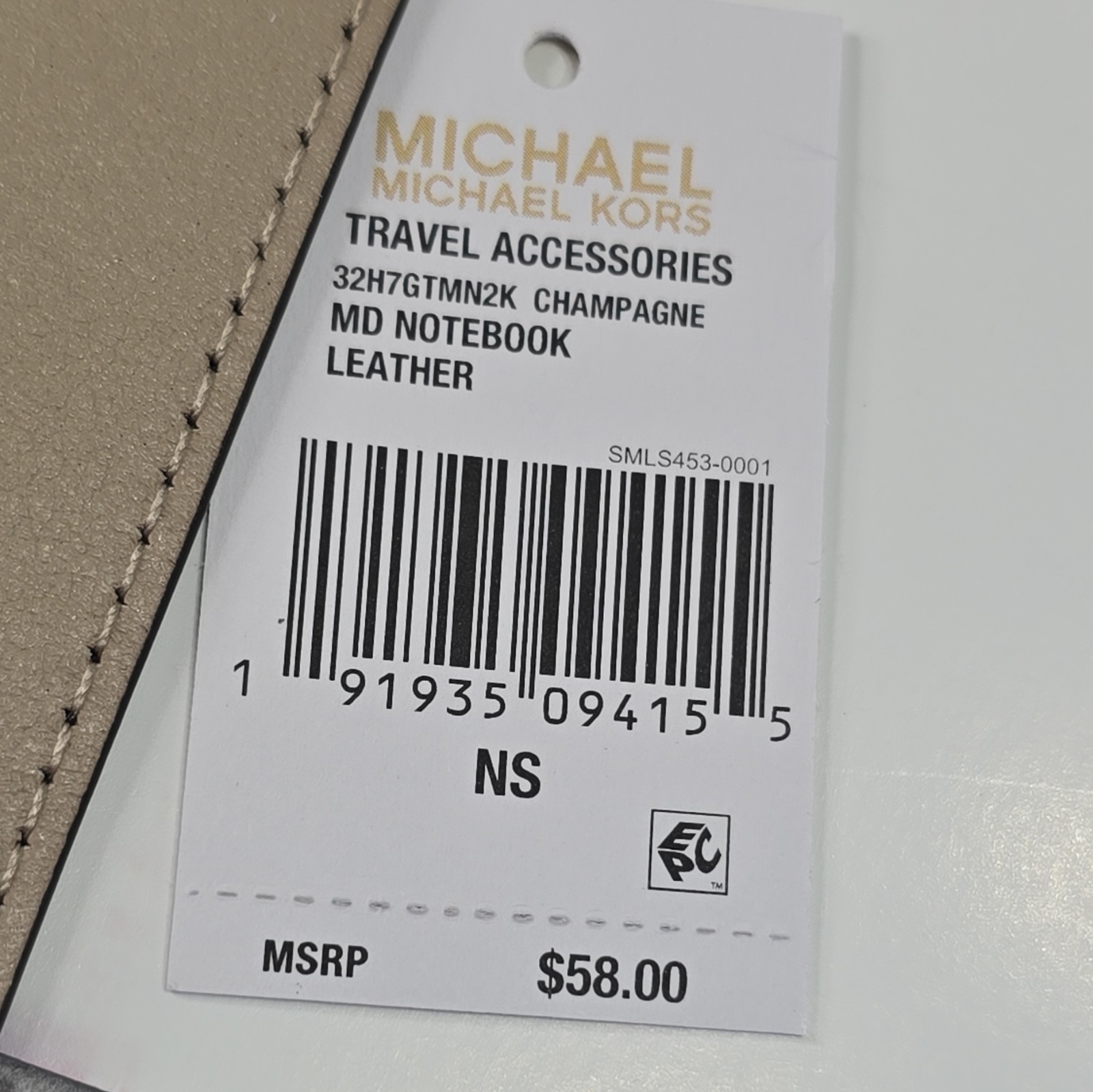 MICHAEL KORS Travel Accessories MD Leather Notebook Champagne Elastic Closure…