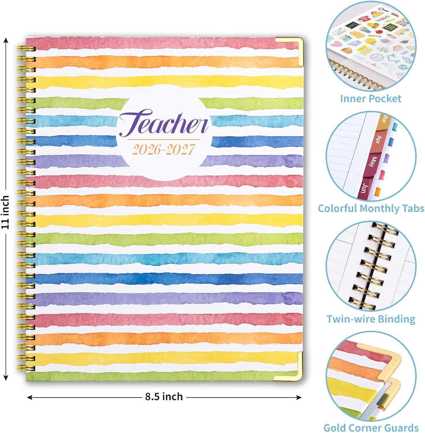 Teacher Planner 2026-2027, July 2026 to June 2027 Academic Year, 8.5″ x 11″ Less