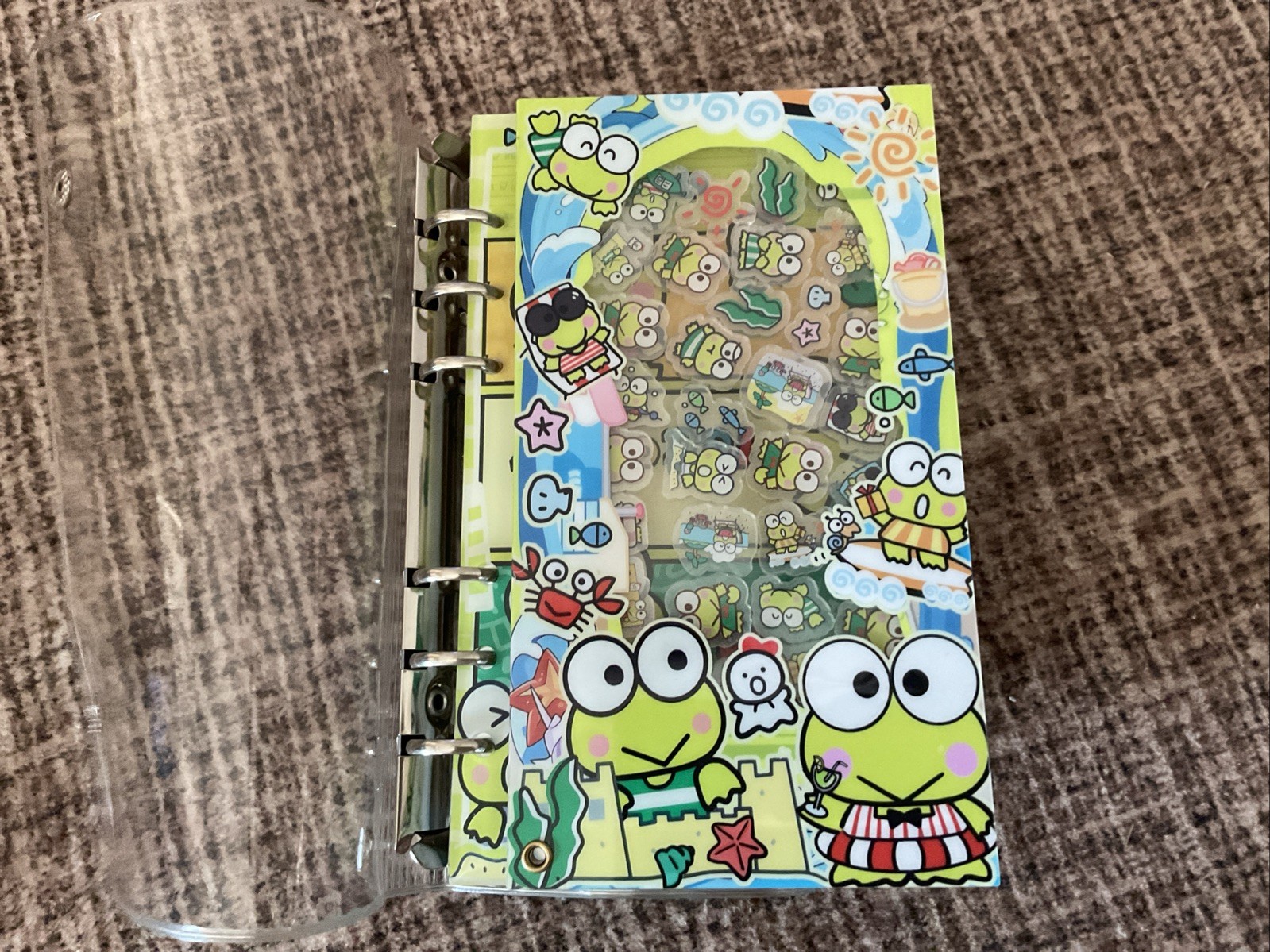 B6 Keroppi Shaker Notebook With Clear Protector And Grid Paper Refills