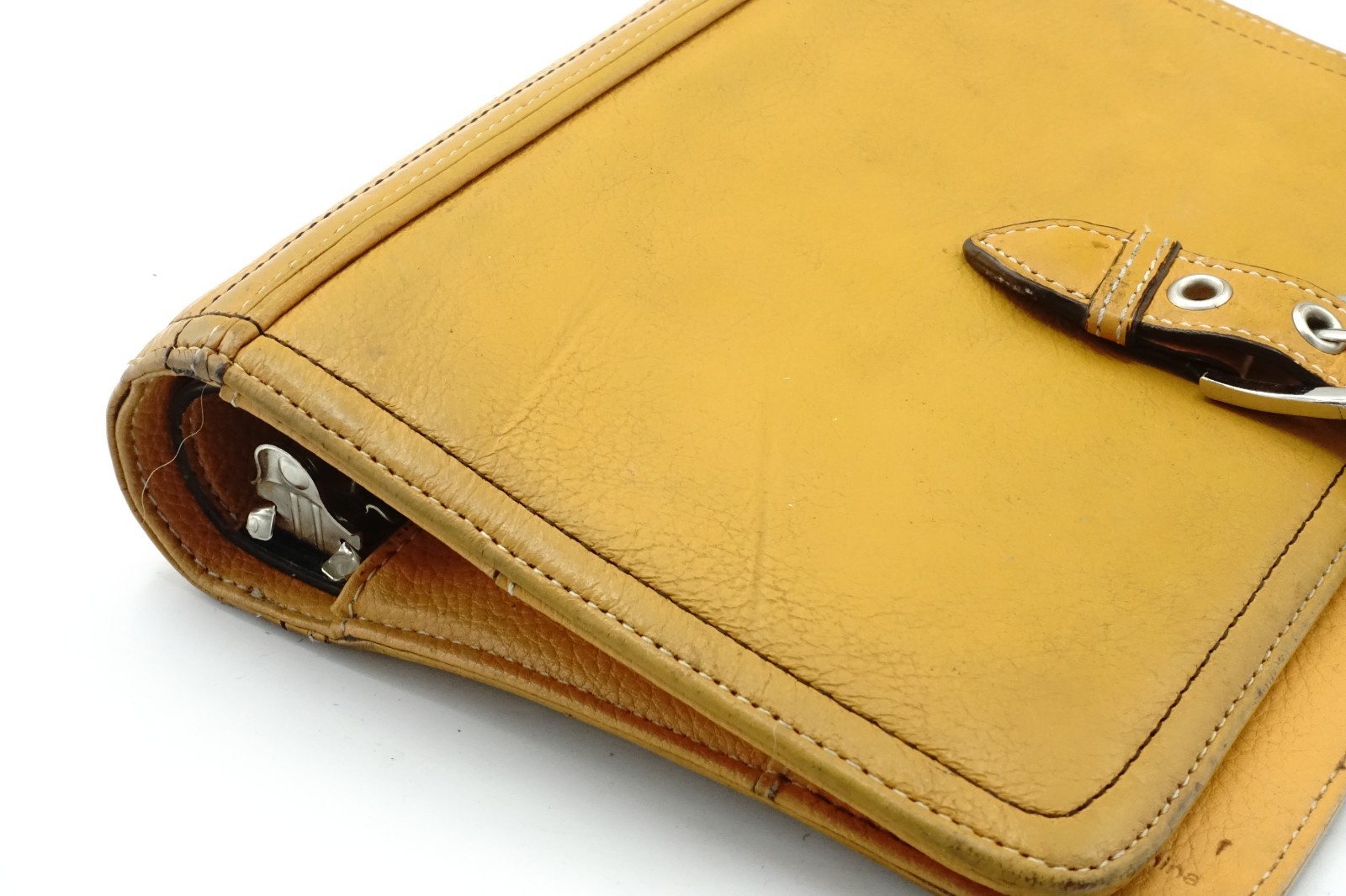 Franklin covey Vintage Full Grain Leather Planner Mustard Yellow 6 Ring Compact