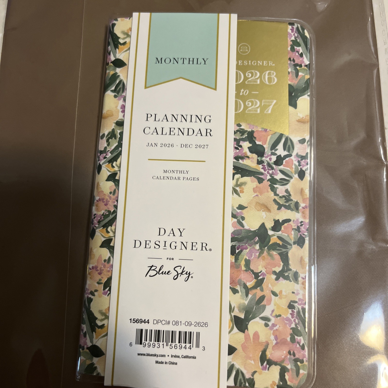 Blue Sky Day Designer 2026 2027 Calendar Planner Monthly Pocket White Floral
