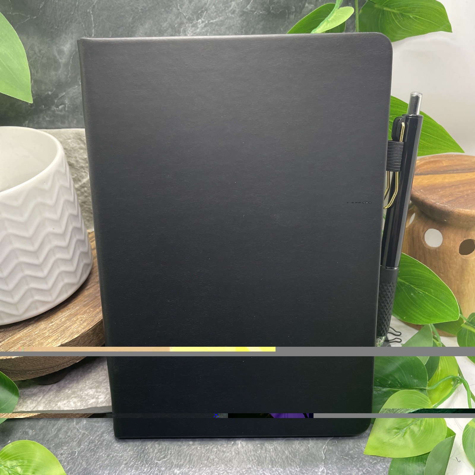 2 PC Leather Notebook Journal & Pen Set Lined 128 Pages 5×8″ New Free Ship Black