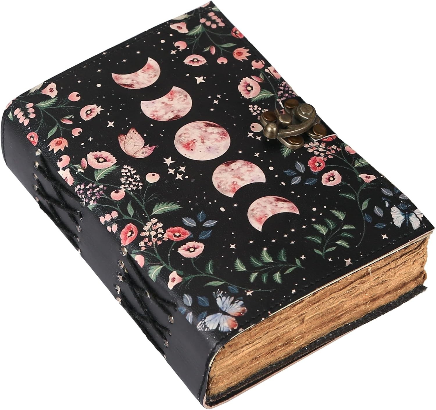 Blank Spell Book of Shadows Journal with Lock Clasp Celestial Handmade Vintage L
