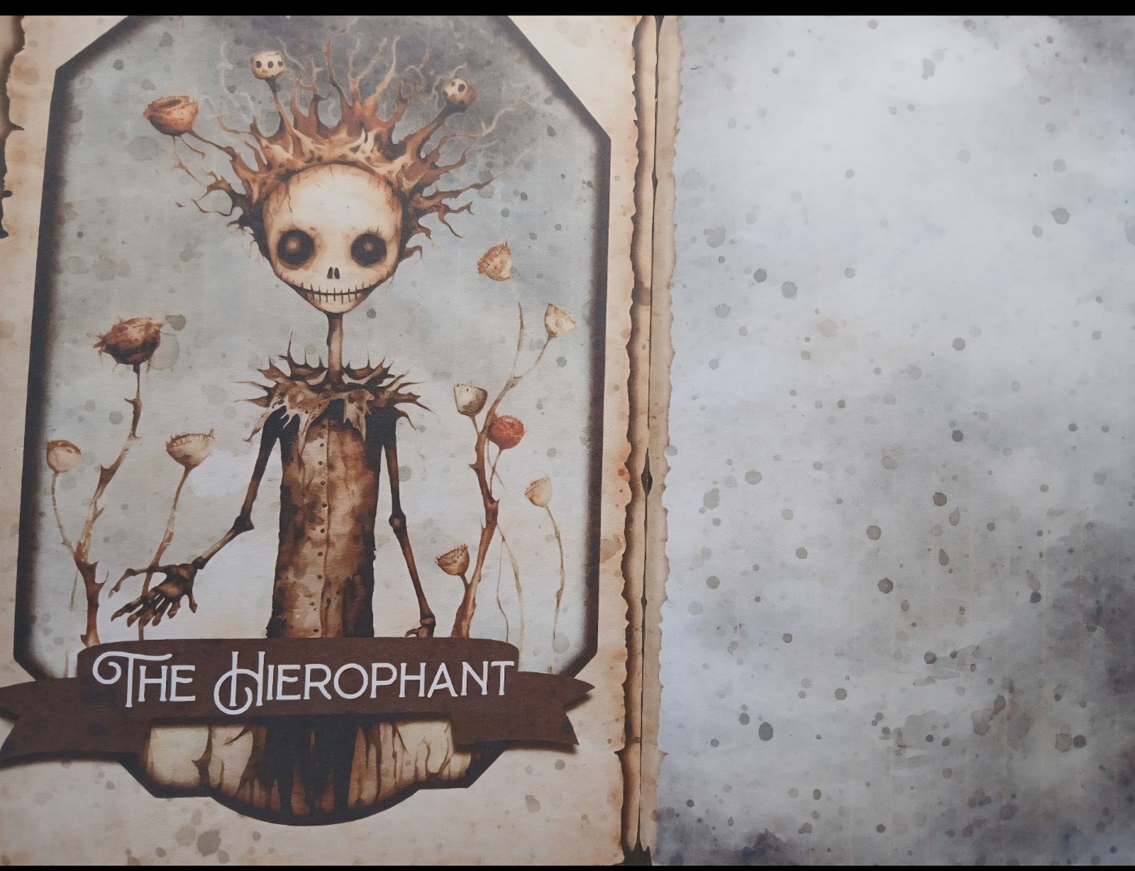 Junk Journal Booklet “SKELETON TAROT” Handmade Fortune Teller 5.5″x8.5″ 40pg