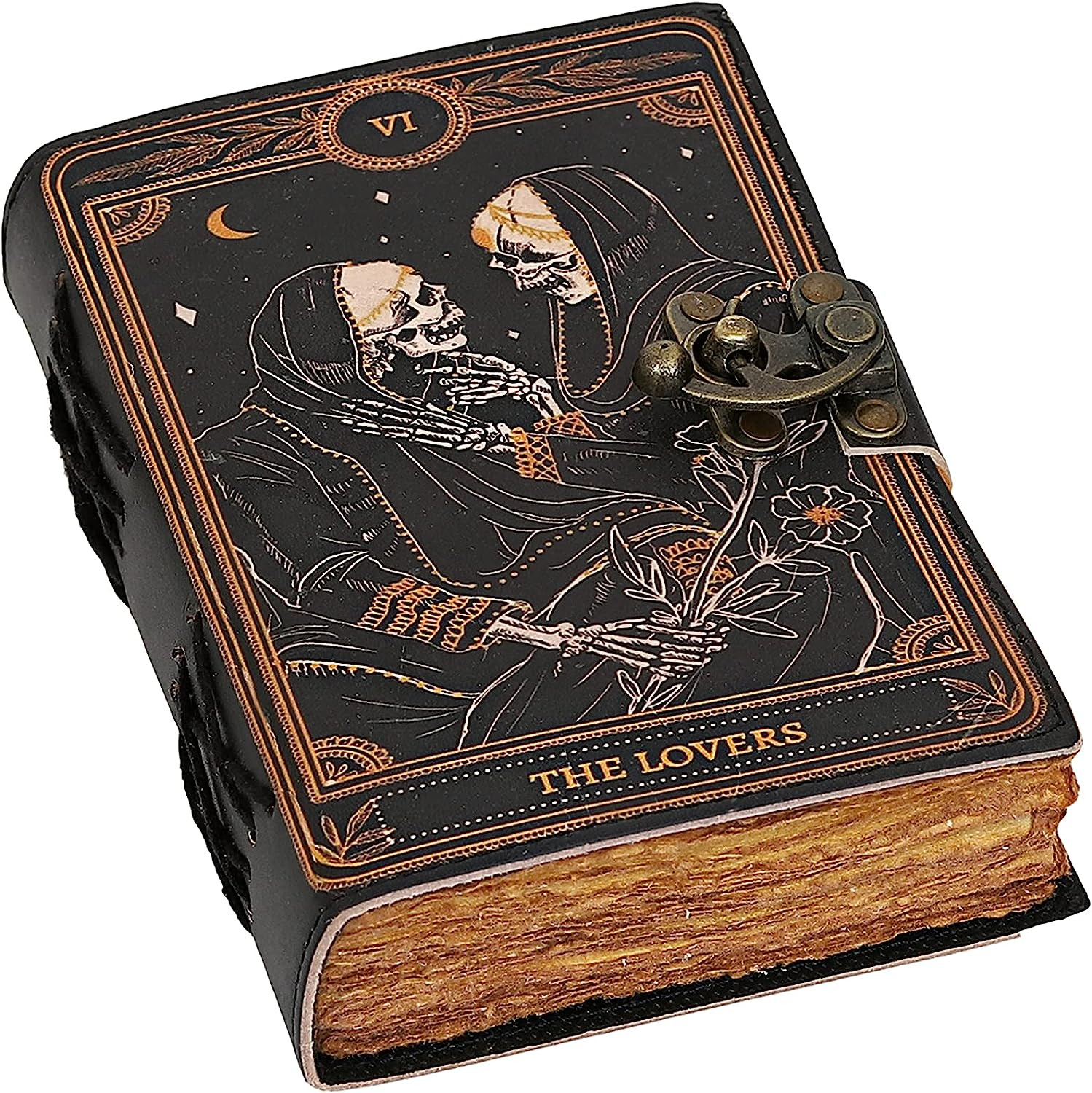C Book of Spells Leather Journal Deckle Edge Paper Grimoire Printed Journal the