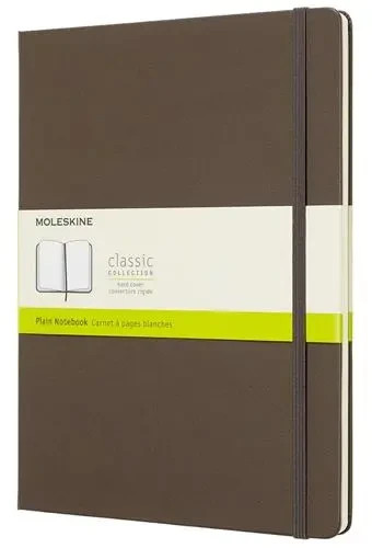 MOLESKINE CLASSIC PLAIN NOTEBOOK, EXTRA LARGE, BROWN EARTH, HARD COVER 192 Pages