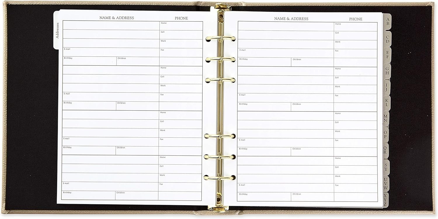 5×8-Inch Address Book with Padded Cream Cover and Contact Management Features