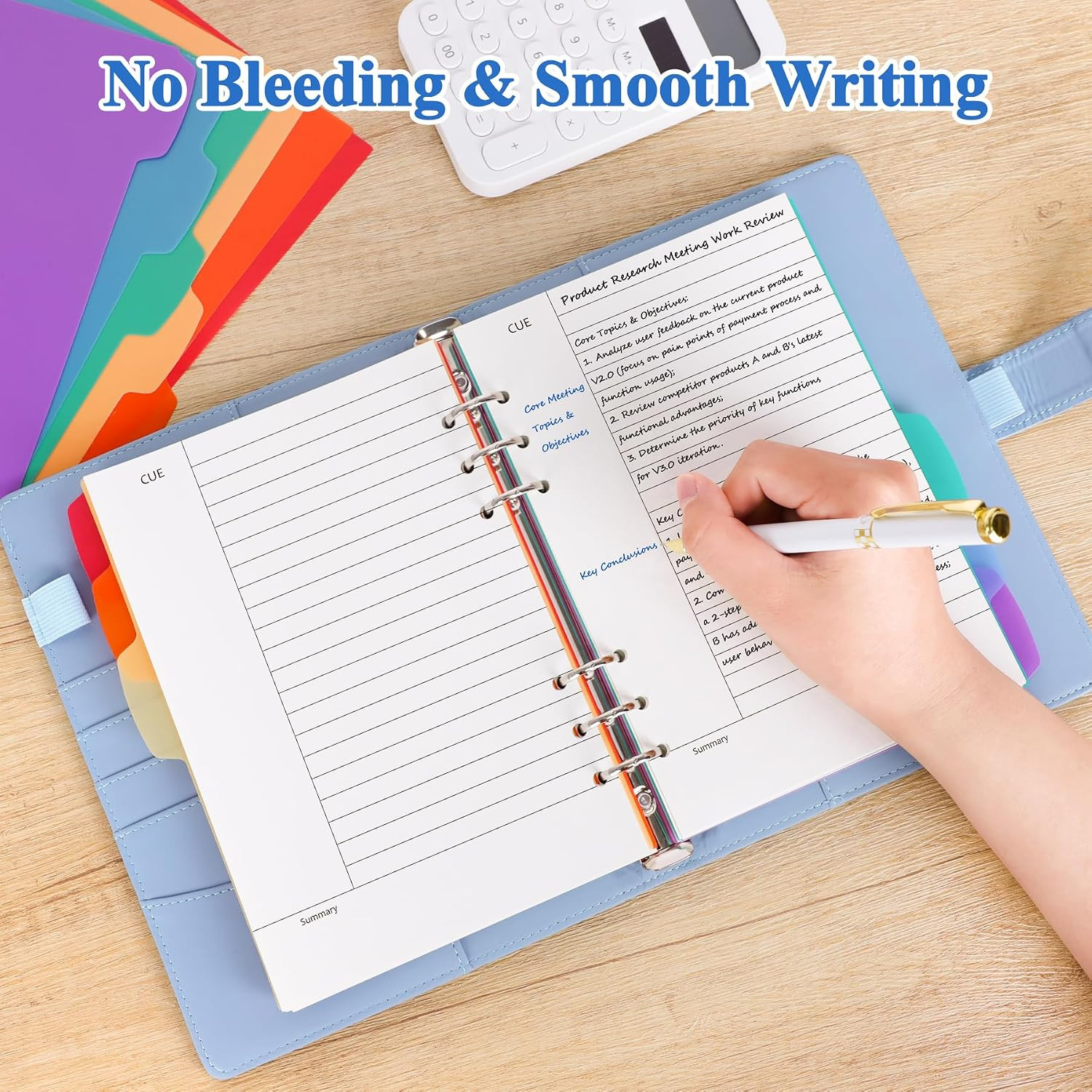 A5 Cornell Notes Refill Paper for A5 6-Ring Binder, 135 Sheets 6-Hole Filler Pap