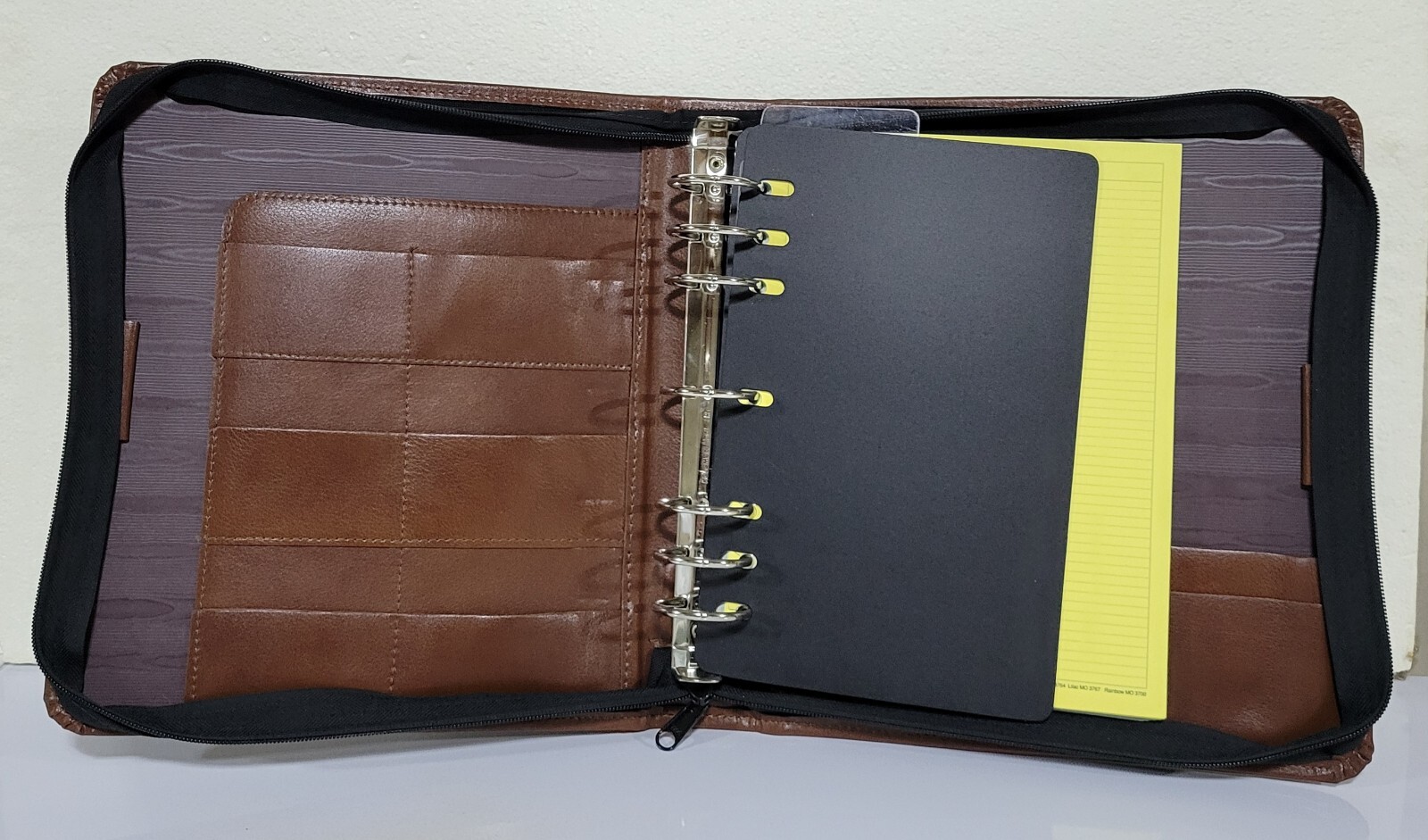 VTG Koloman Handler Brown Leather 7 Ring Binder Zip Close Franklin Quest Inserts
