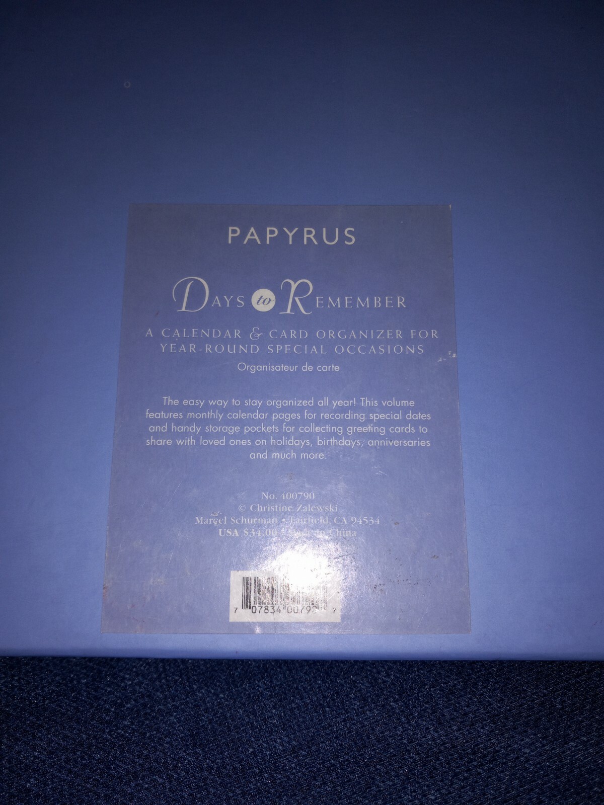 Papyrus Days To Remember Greeting Card Organizer Calendar Portfolio Zalewski VTG