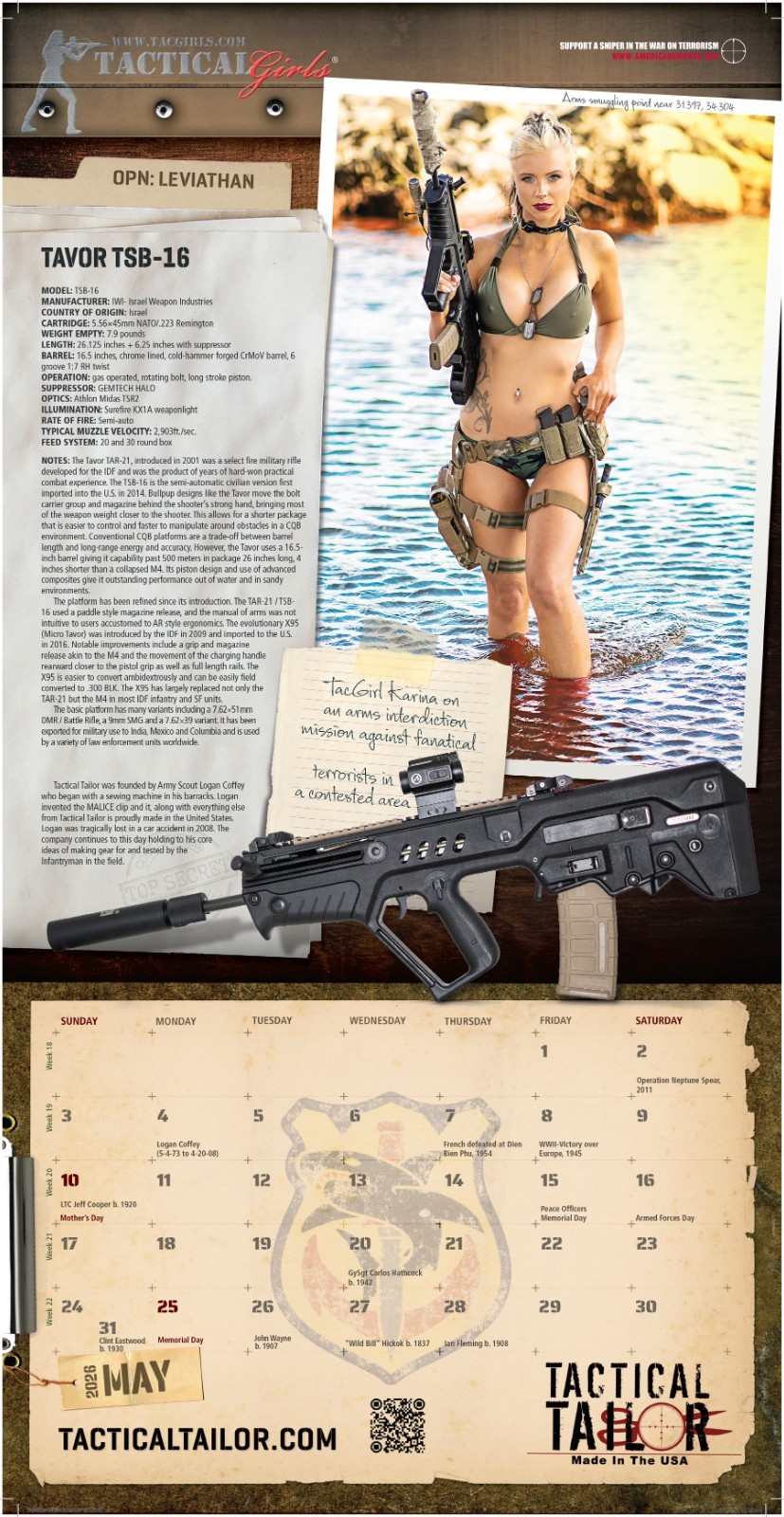 Tactical Girls 2026 Wall Calendar military gift for him airsoft