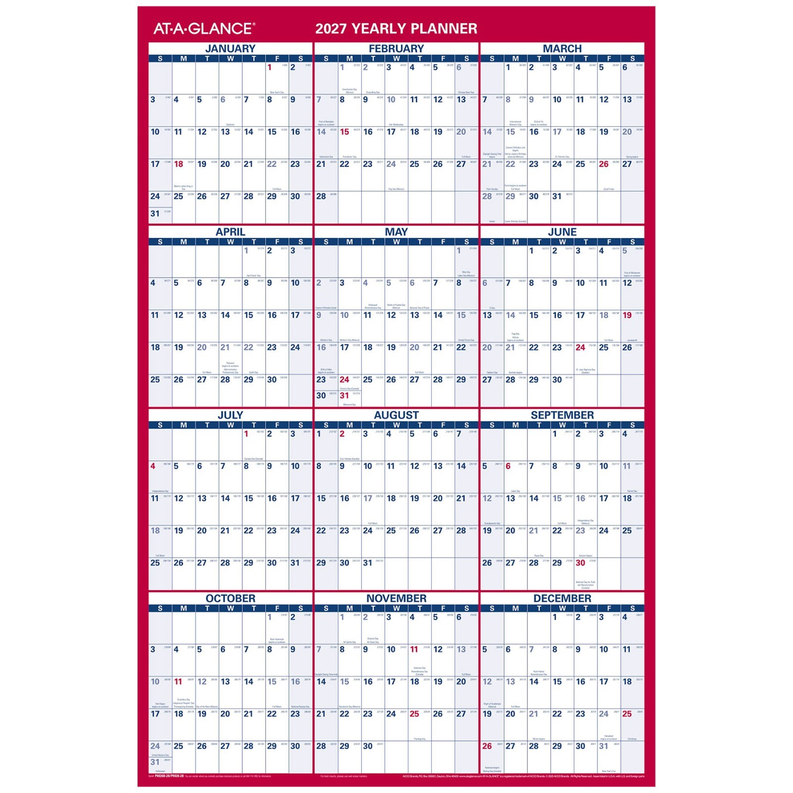 At-A-Glance PM326-28 2026 Yearly Planner, Large Dry Erase Wall Calendar 32 x 48″