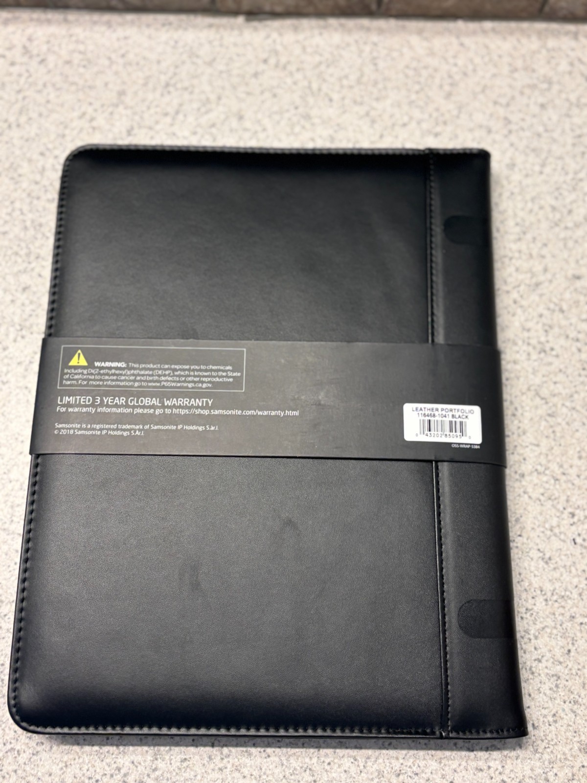 Samsonite Xenon Leather Business Portfolio, Black, New, Open Box
