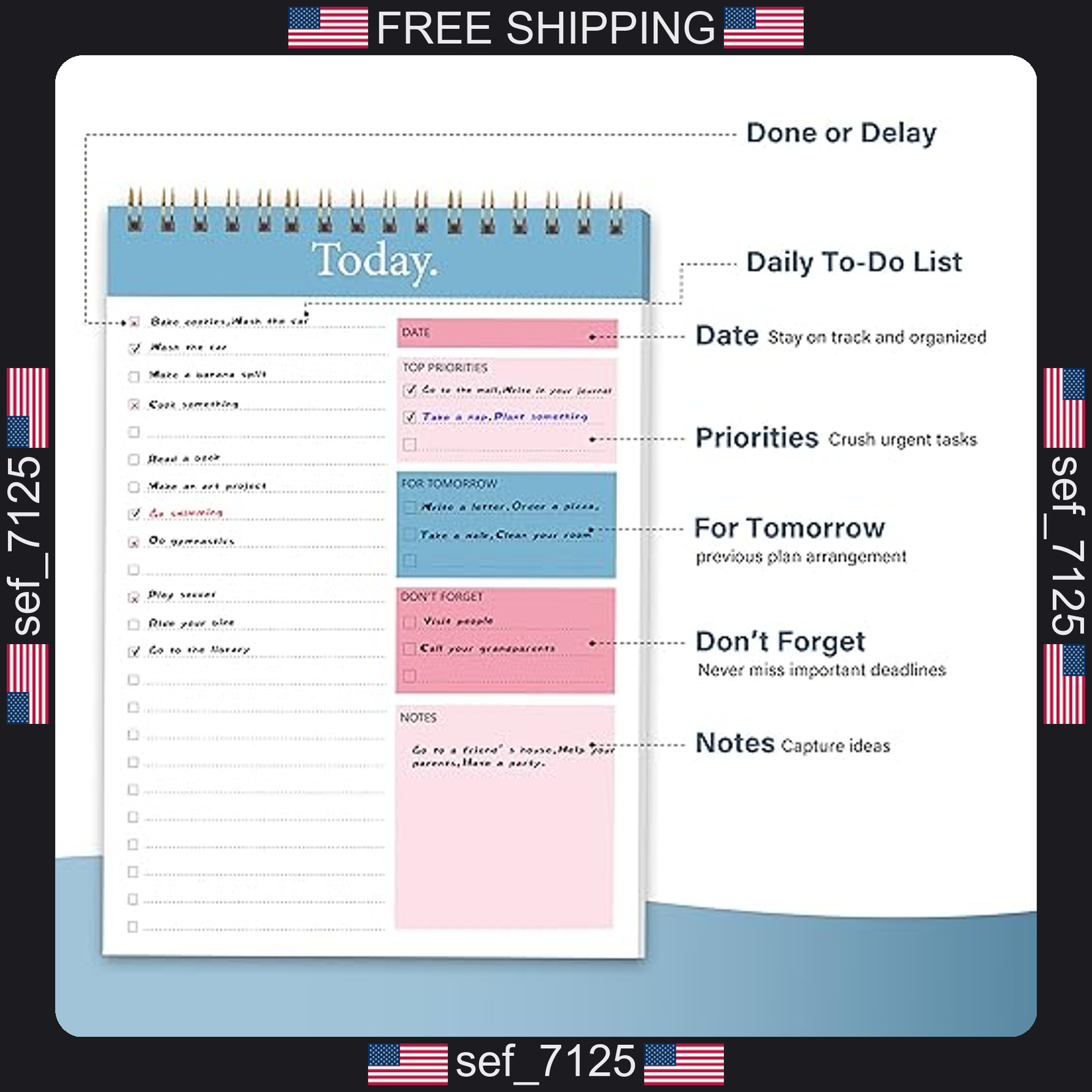 104 Pgs To Do List Notepad – Daily Planner Notepad Undated 52 Duplex-Printed