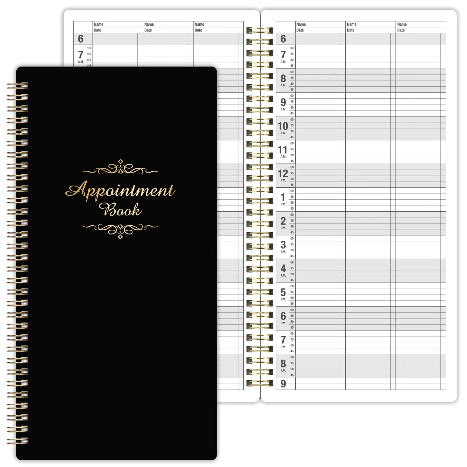 Salon Appointment Book, 15 Min Increments, 3 Columns, 200 Pages, 6.1×11.54, Unda