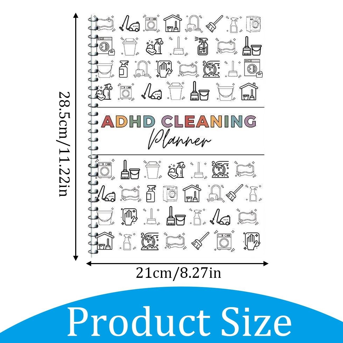 Adhd Cleaning Planner, Editable and Letter, White notebook-1pcs