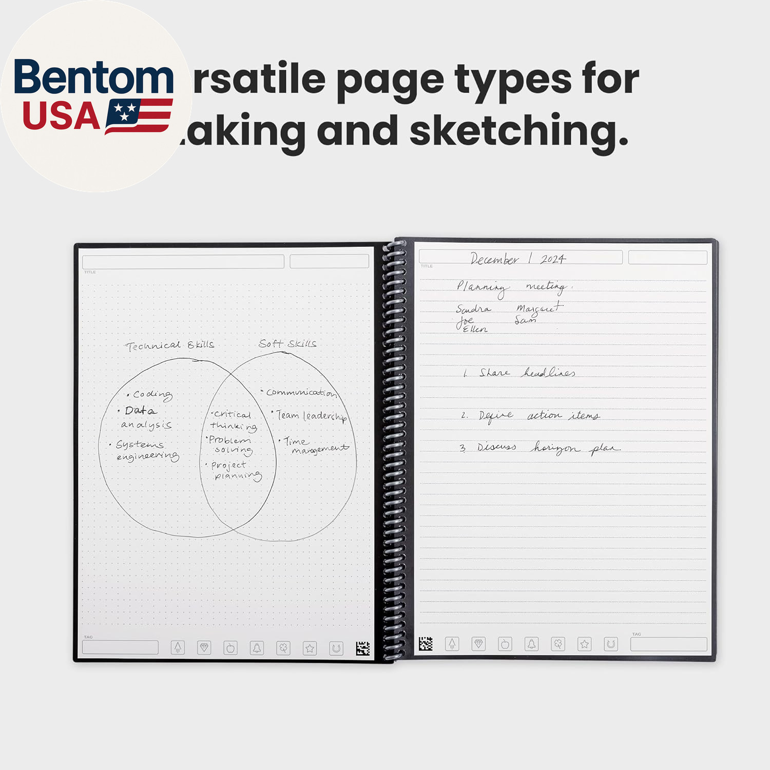Fusion Reusable Undated Productivity Planner, Letter Size 8.5X11, Gray – Goals,