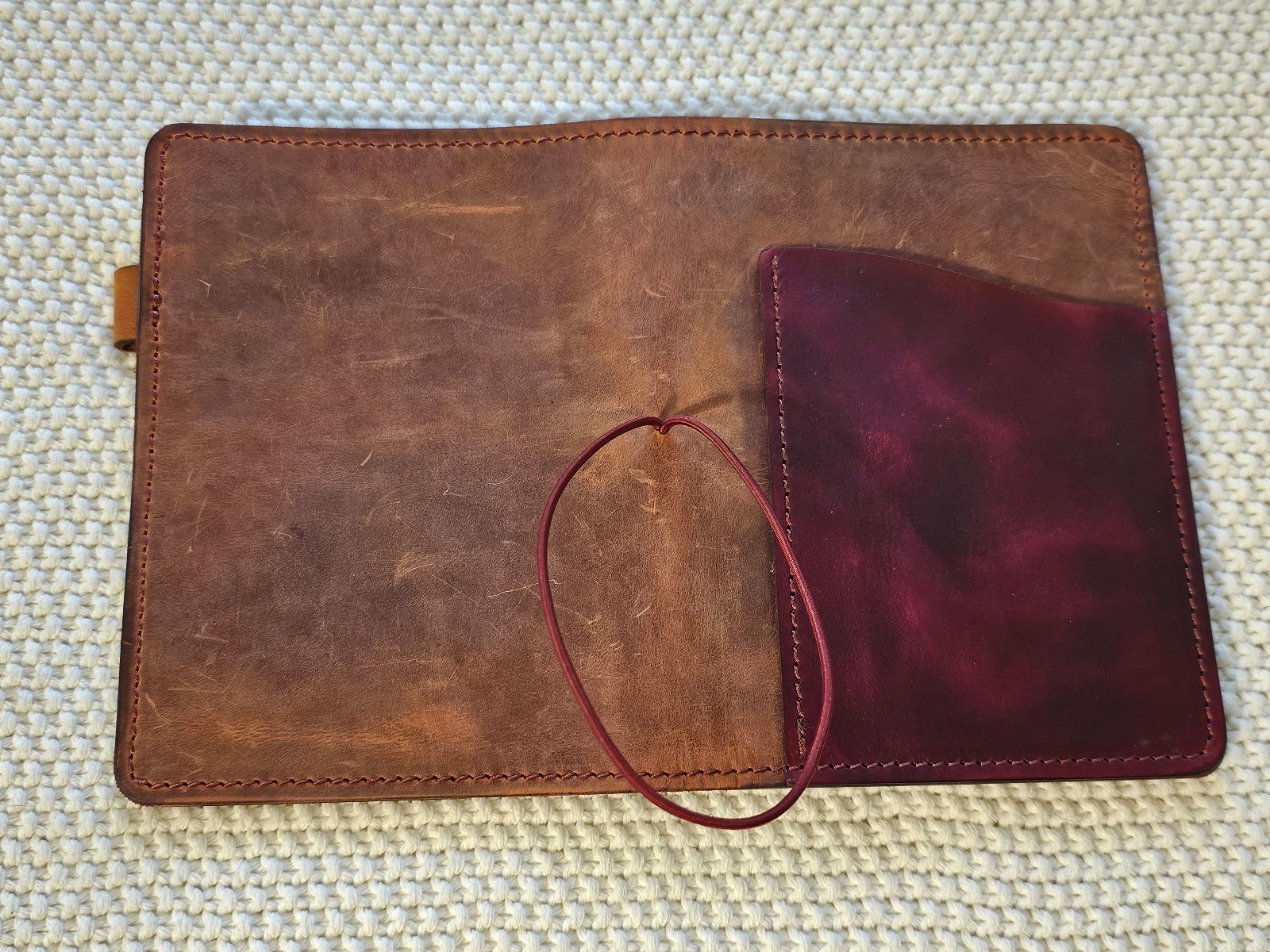 A6 Leather Slip Cover with Front Pocket and Penloop