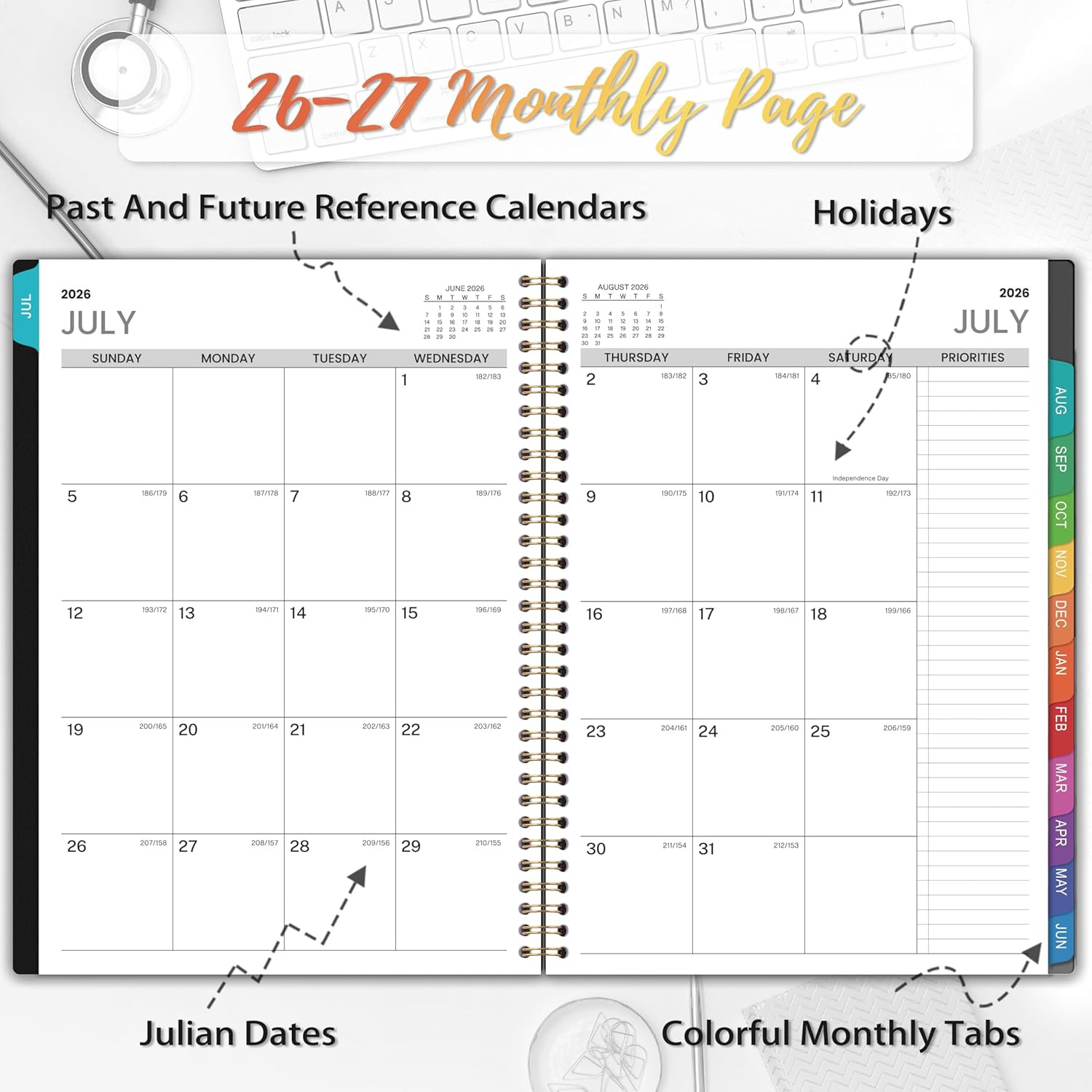 2026-2027 Appointment Book Planner 9×11 Daily Hourly Weekly Monthly Black