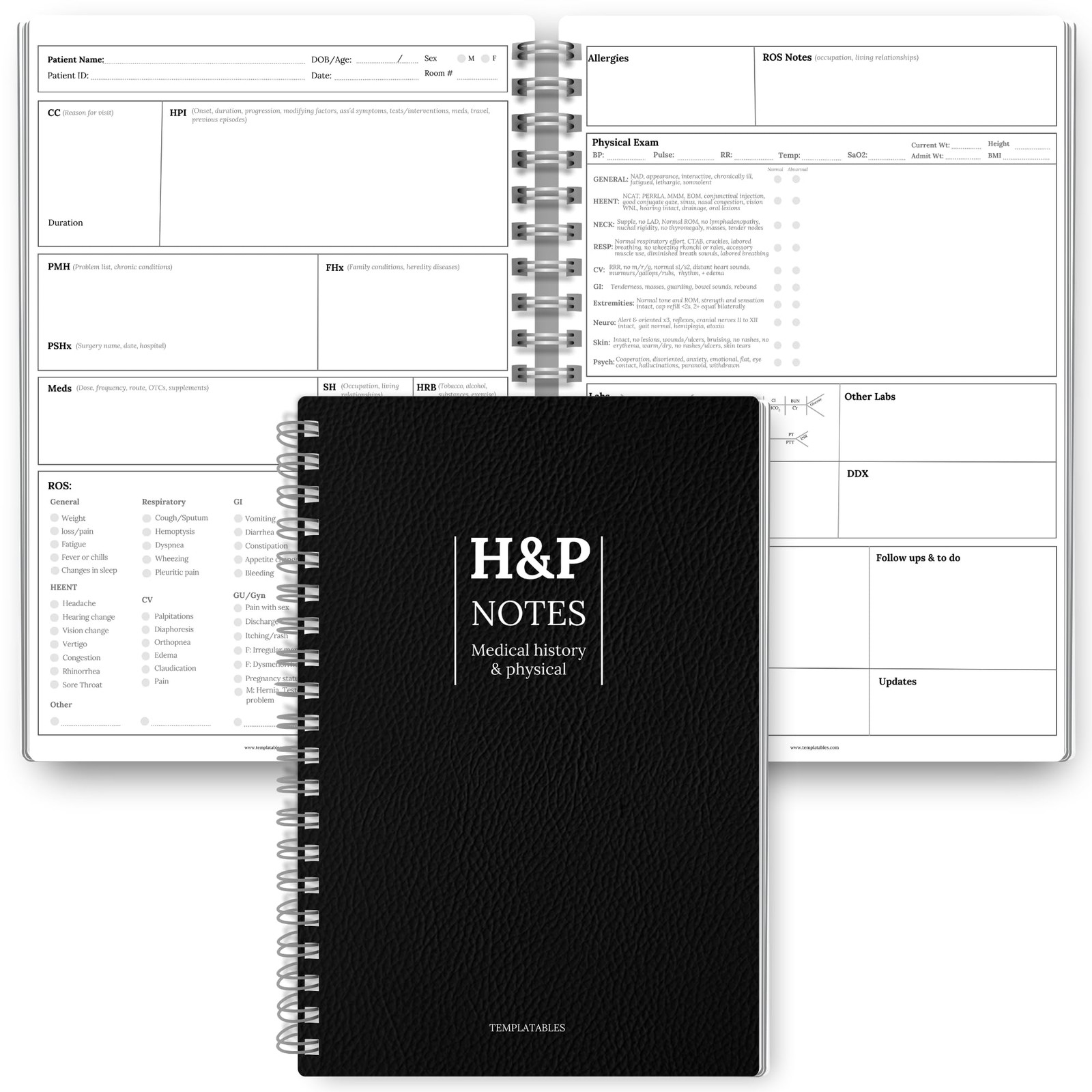 H&P Notebook for Students – History & Physical Notebook, Patient Log Book & C…