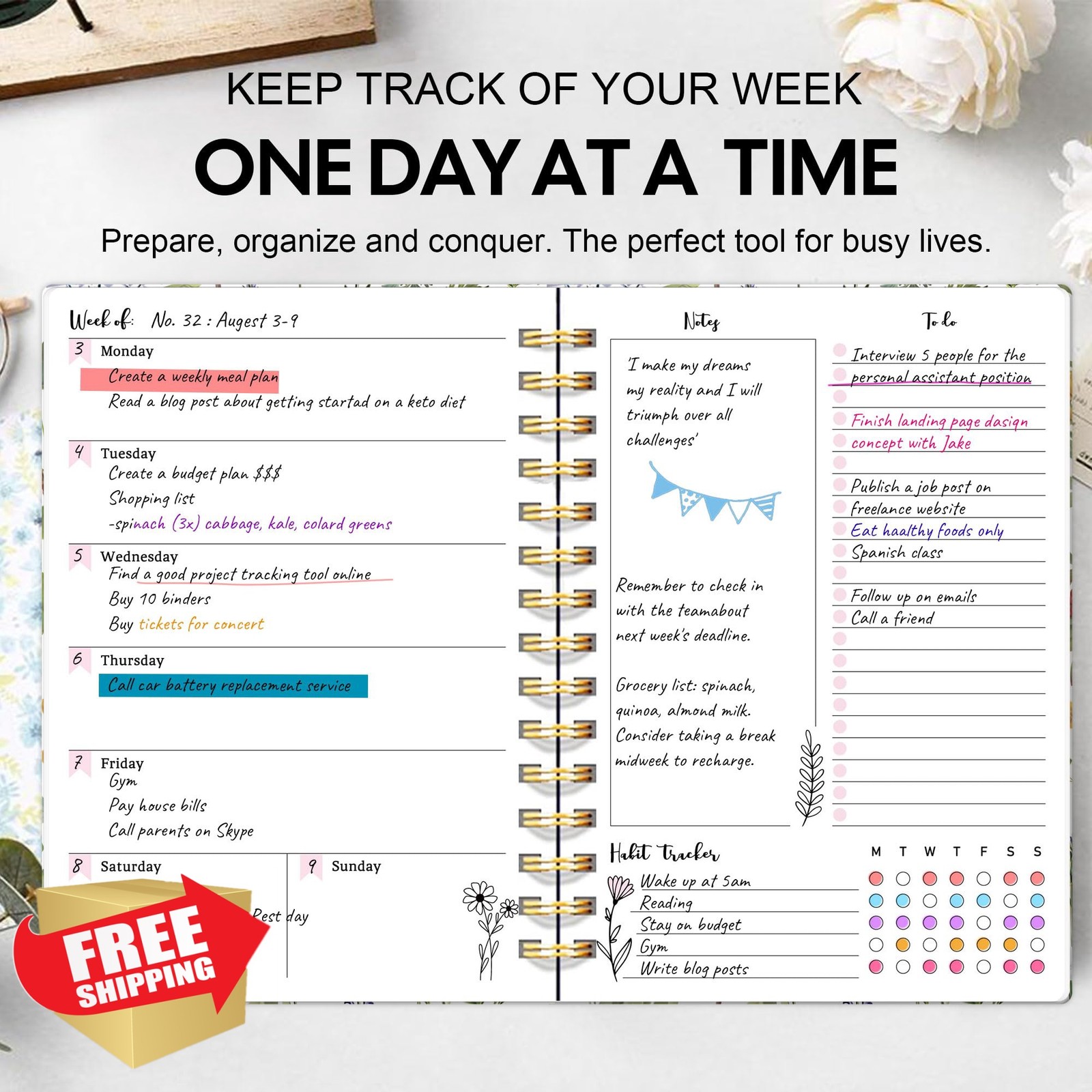 PIOOJK Weekly Monthly Planner Wildfloral 6.5″x8.5″