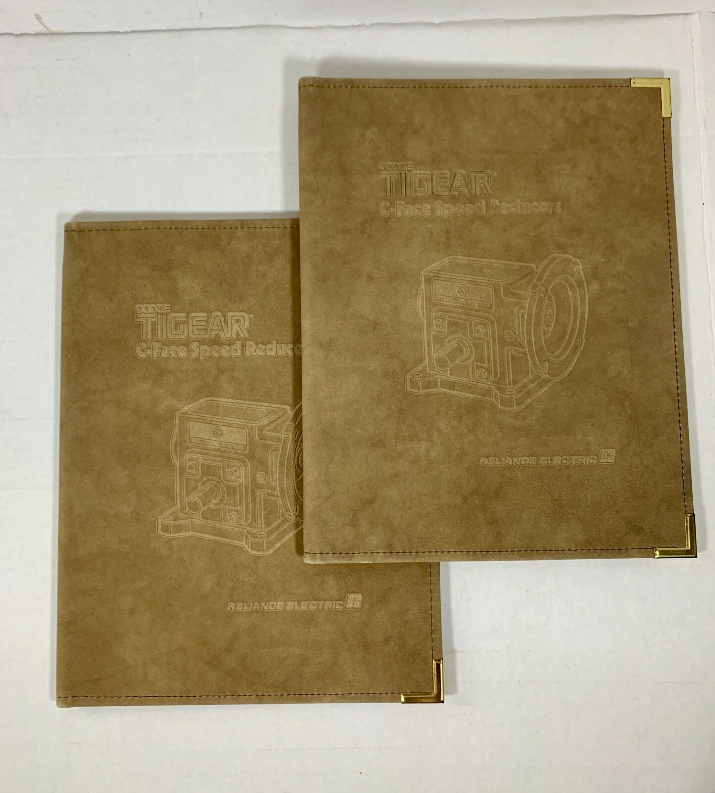 Vintage Set HAZEL FOLIO BINDERS Faux Suede – Reliance Electric Embossed Logo