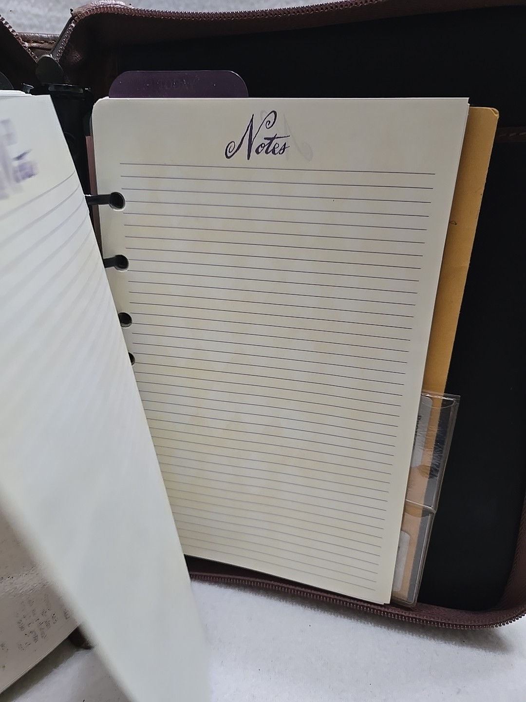 Vintage Day-Timer Tan Leather Planner 7 Ring Agenda Planner Zip Around