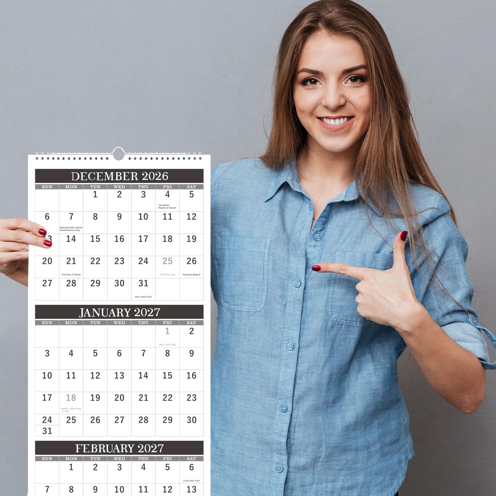 Calendar 2026-2027 – Wall 2026-2027, April 2026 – July 2027, Black