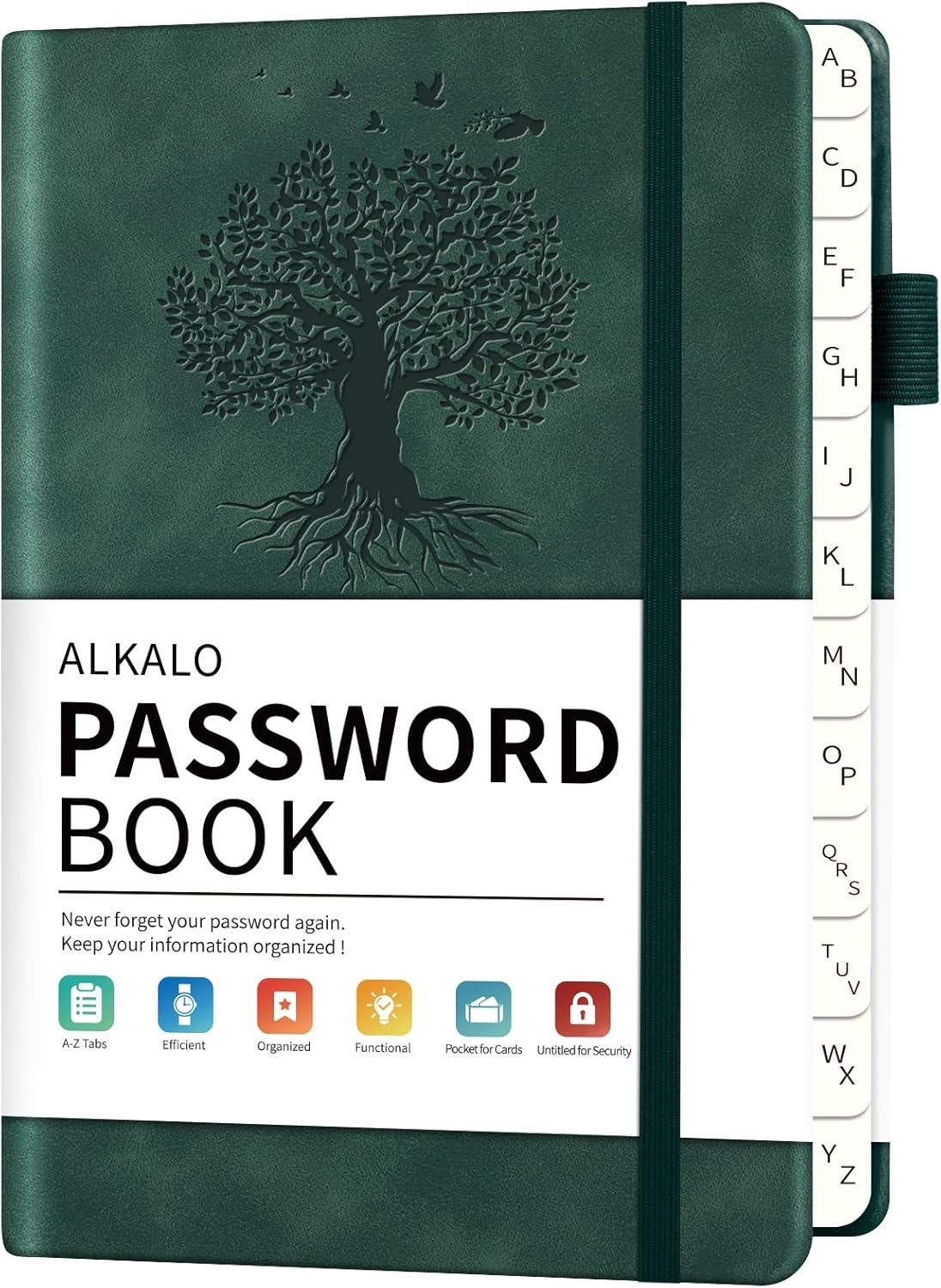 Password Book with Alphabetical Tabs, 4.5″x5.9″Small Pocket Password Keeper B…