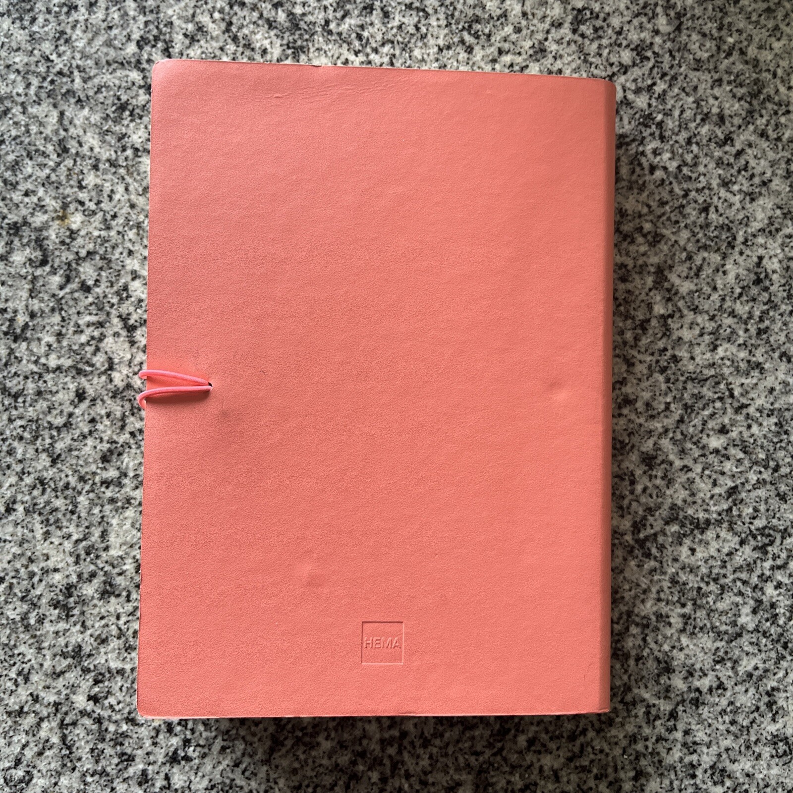 Notebook diary journal coral orange elastic closure hema lined