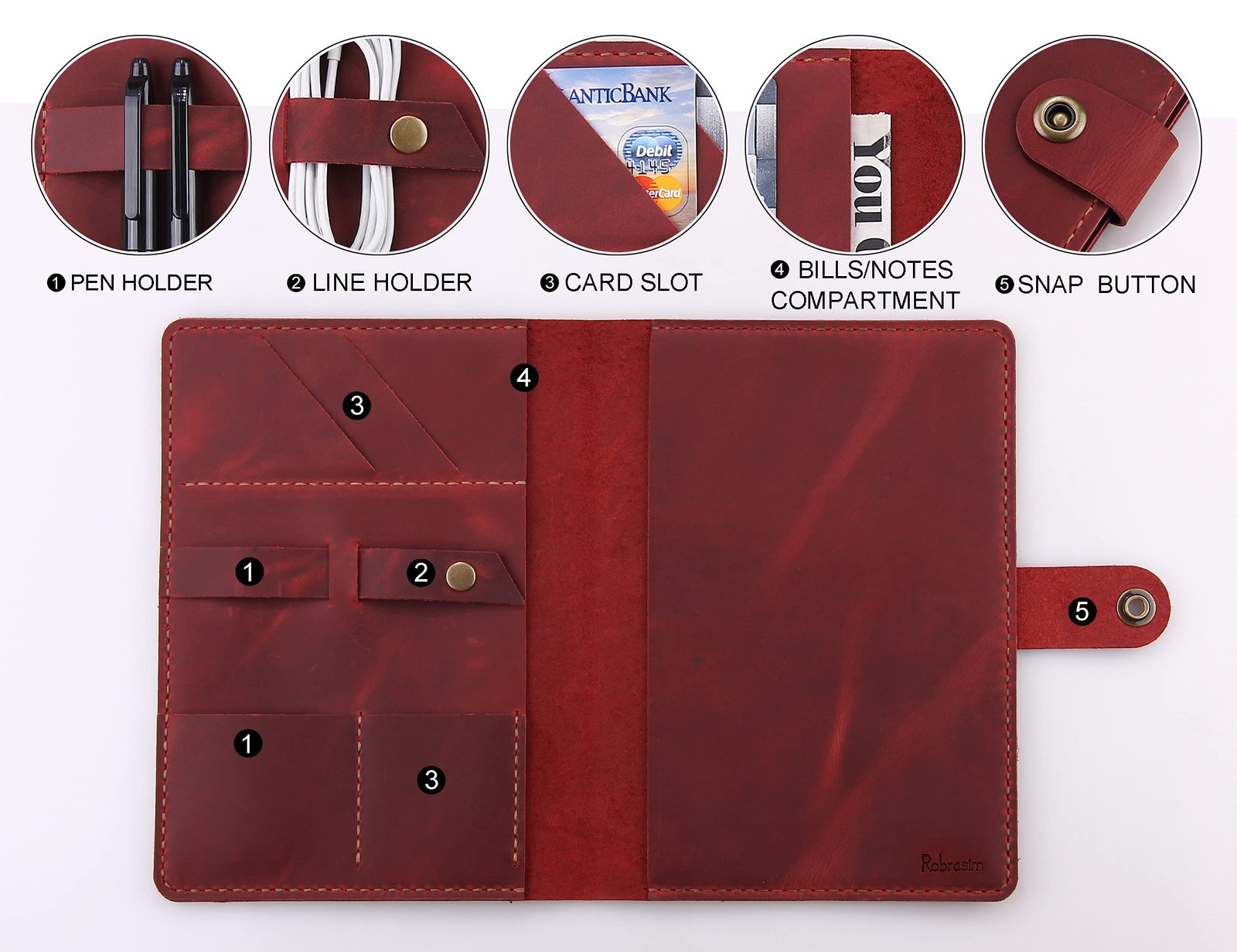 Leather Folio Cover Compatible with Rocketbook Executive Size 6″x8.8″, Handma…