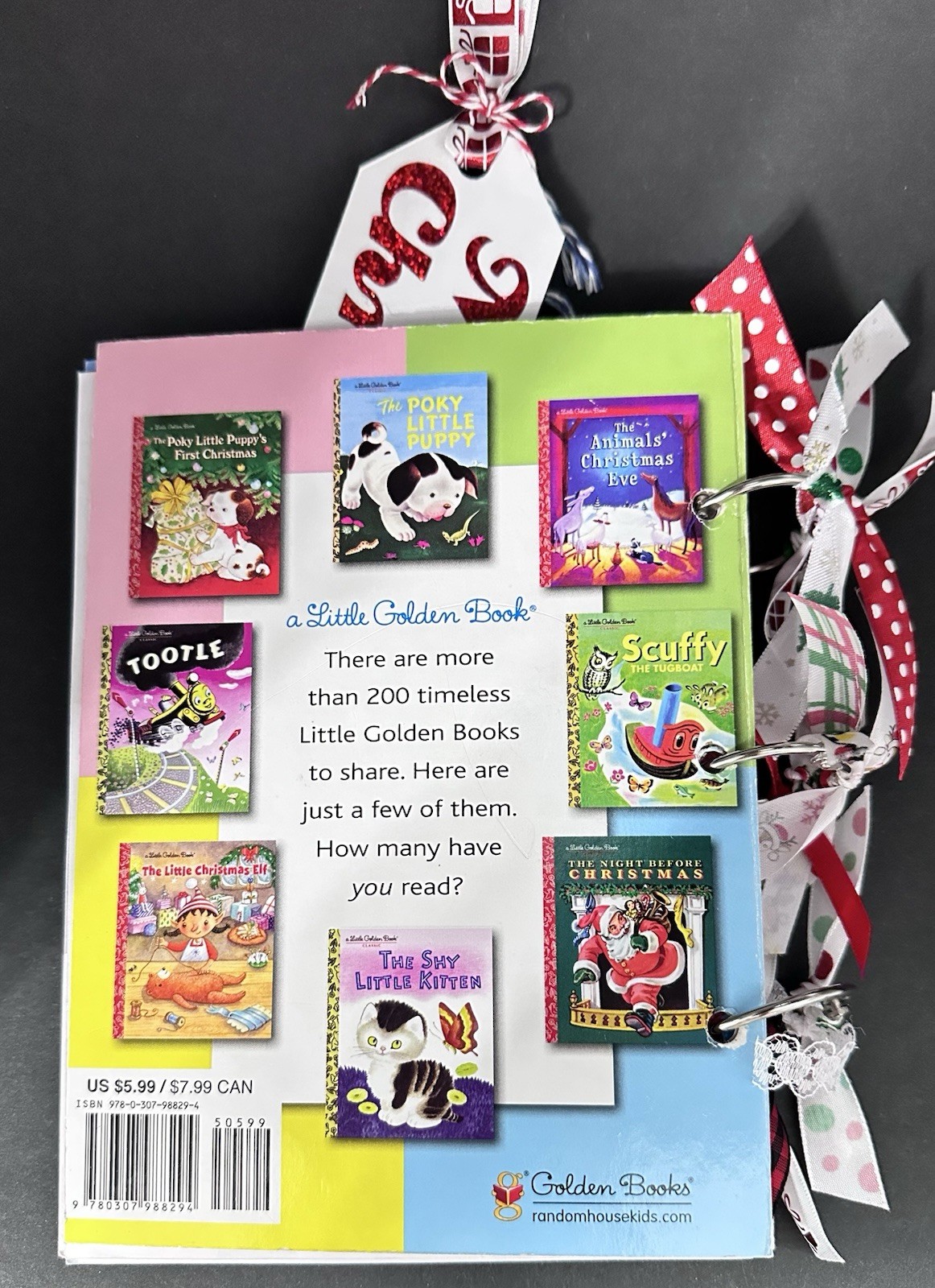 RUDOLPH Christmas Junk Journal Little Golden Book W/Embellishments & Glue Pen…