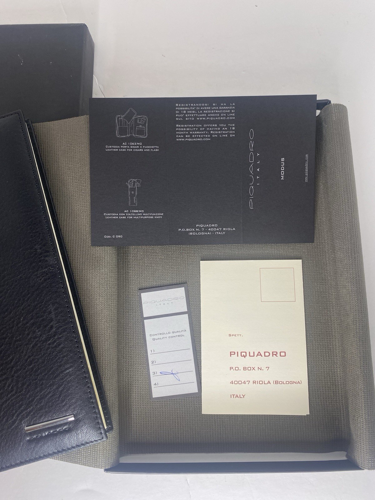 PIQUADRO Black Leather Address Book 8.5 x 6 ITALY 1996 Discontinued Boss Gift